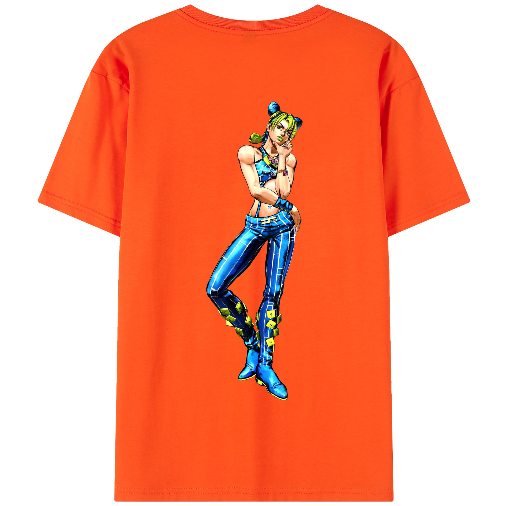 （画像用） "ジョジョの奇妙な冒険 くうじょう ジョリーン JoJo's Bizarre Adventure Jolyne Cujoh " 綿100％半袖Tシャツ（背面プリント）
