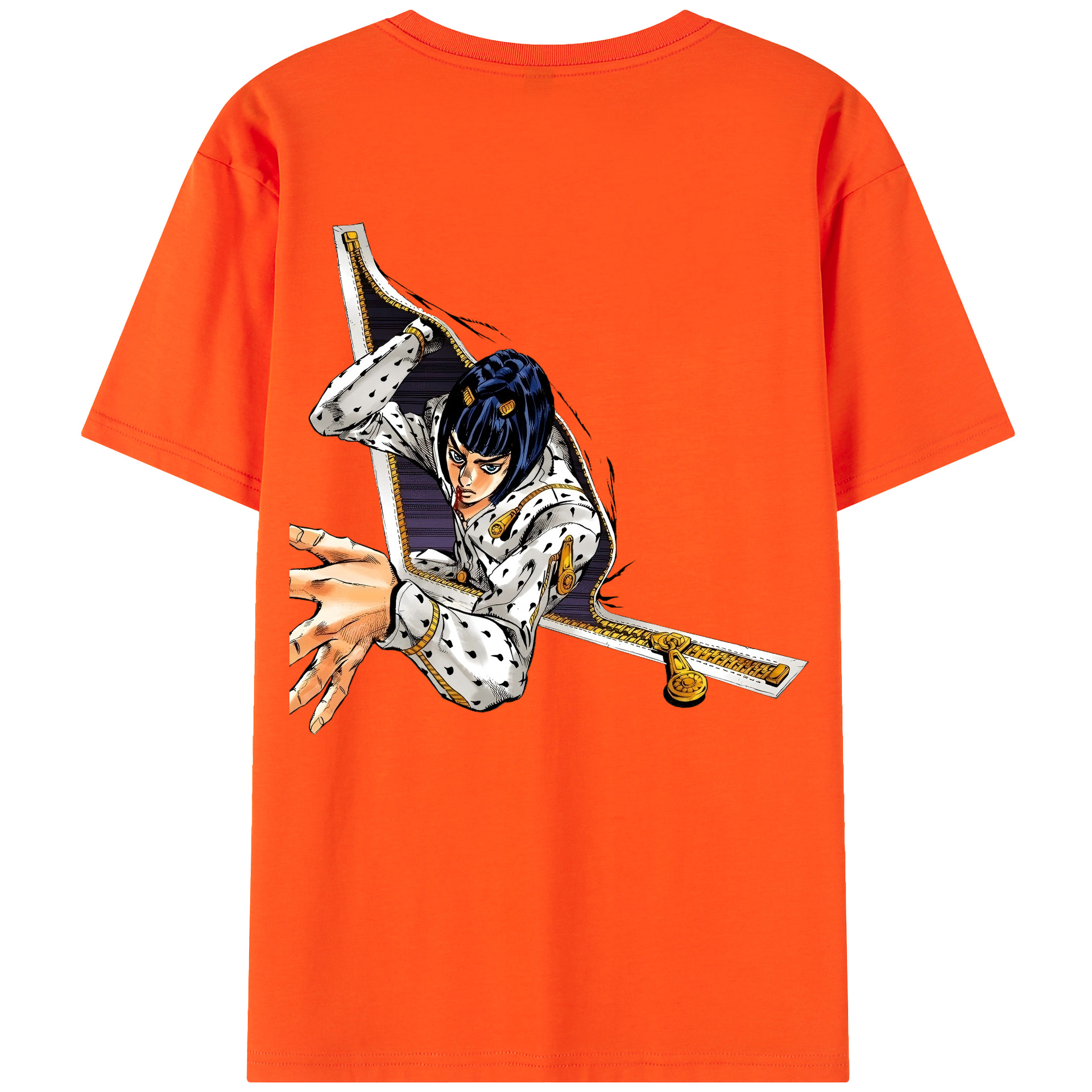 （画像用） ジョジョの奇妙な冒険 ブローノ?ブチャラティ JoJo's Bizarre Adventure Bruno Bucciarati 綿100％半袖Tシャツ（背面プリント）
