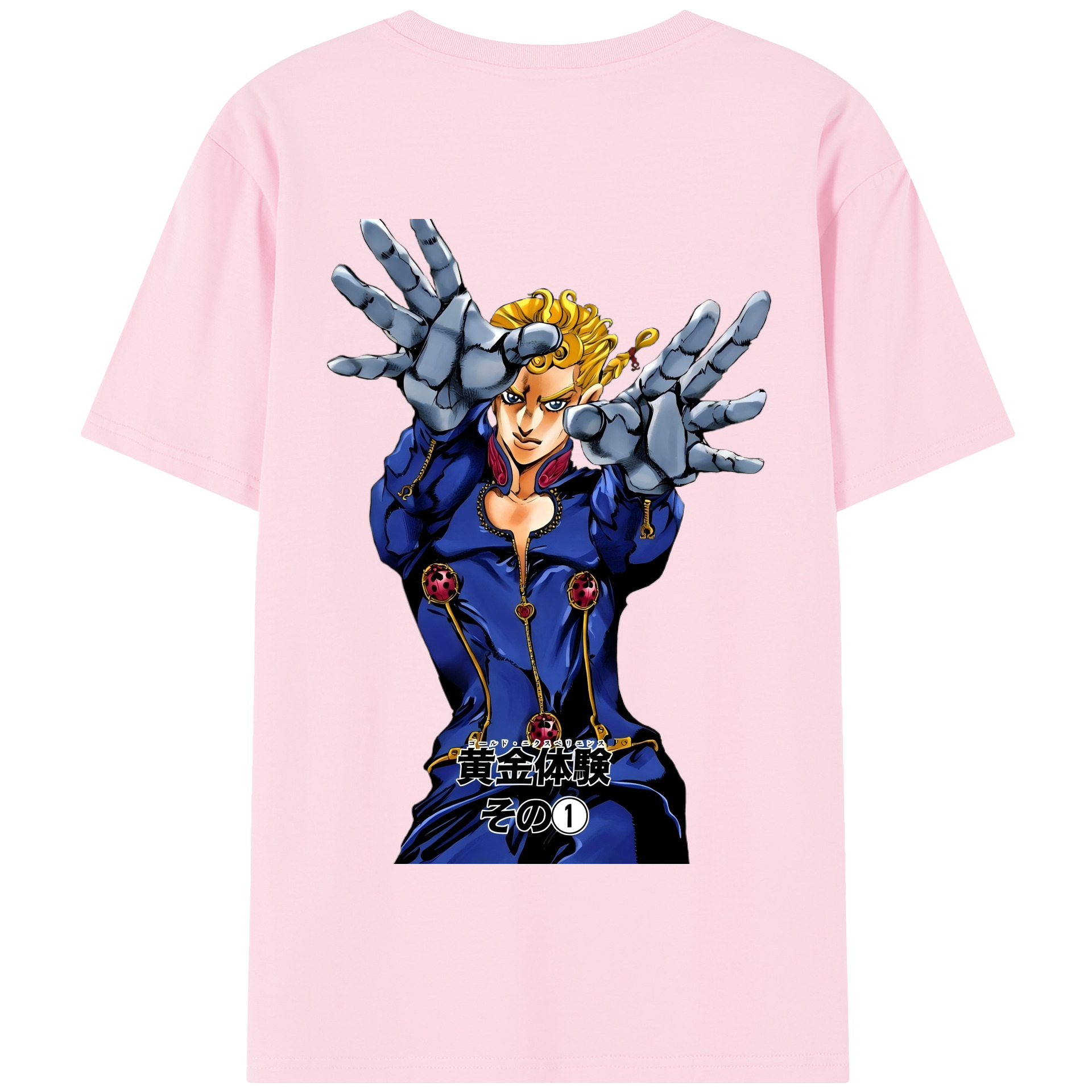 （画像用） ジョジョの奇妙な冒険 ジョルノ?ジョバァーナ JoJo's Bizarre Adventure Giorno Giovanna 綿100％半袖Tシャツ（背面プリント）