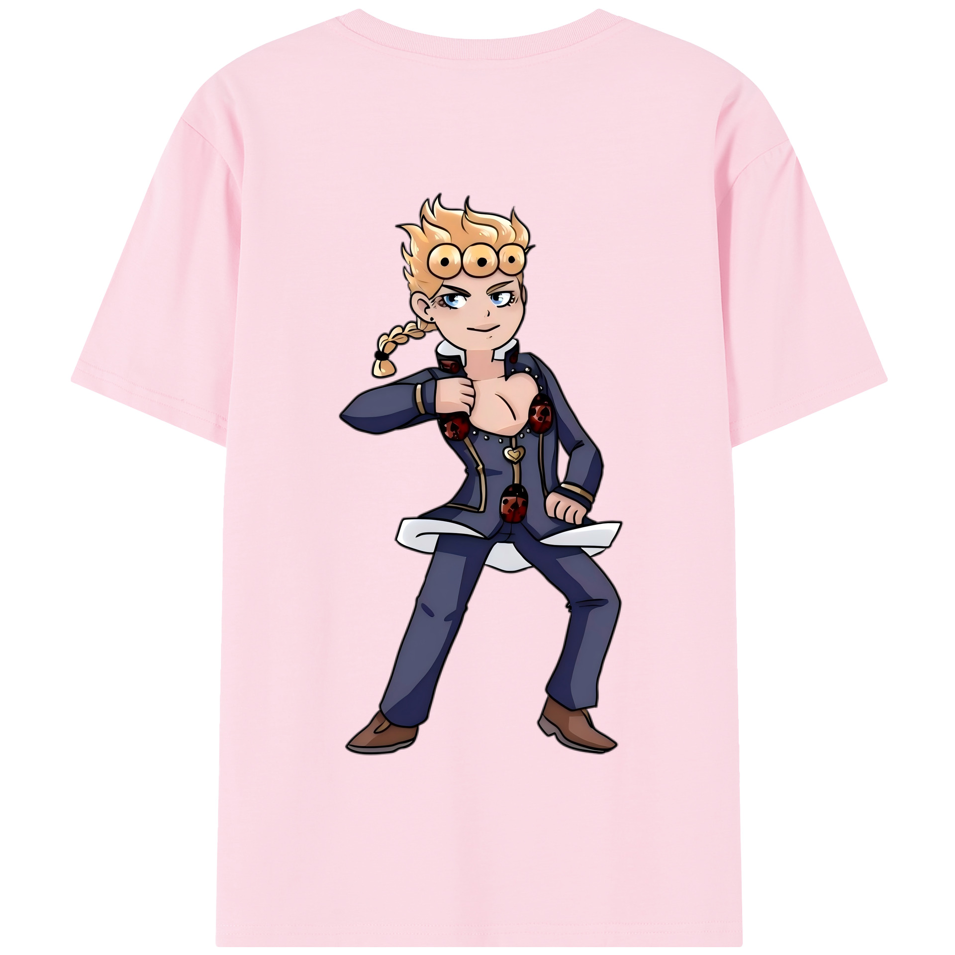 （画像用） ジョジョの奇妙な冒険 ジョルノ?ジョバァーナ JoJo's Bizarre Adventure Giorno Giovanna 綿100％半袖Tシャツ（背面プリント）