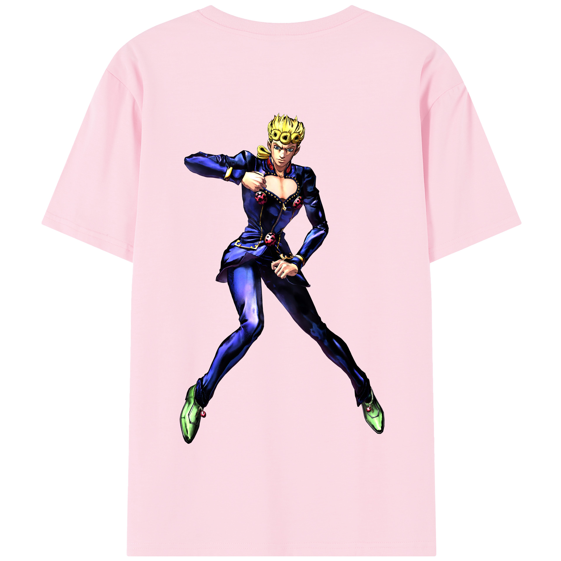 （画像用） ジョジョの奇妙な冒険 ジョルノ?ジョバァーナ JoJo's Bizarre Adventure Giorno Giovanna 綿100％半袖Tシャツ（背面プリント）