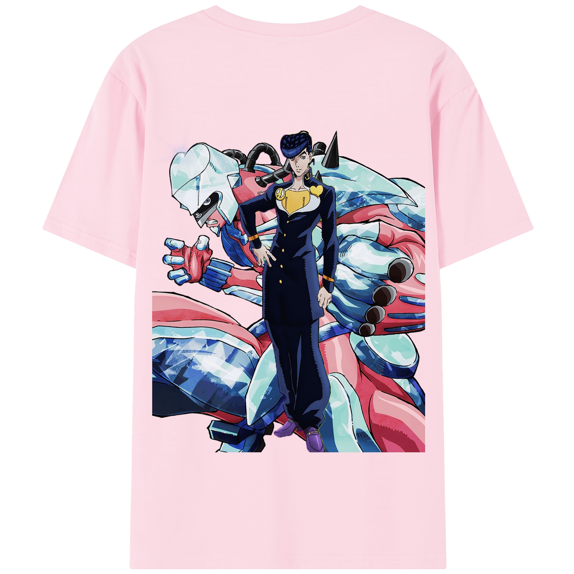 （画像用） ジョジョの奇妙な冒険 ひがしかた じょうすけ JoJo's Bizarre Adventure Higashikata Josuke 綿100％半袖Tシャツ（背面プリント）