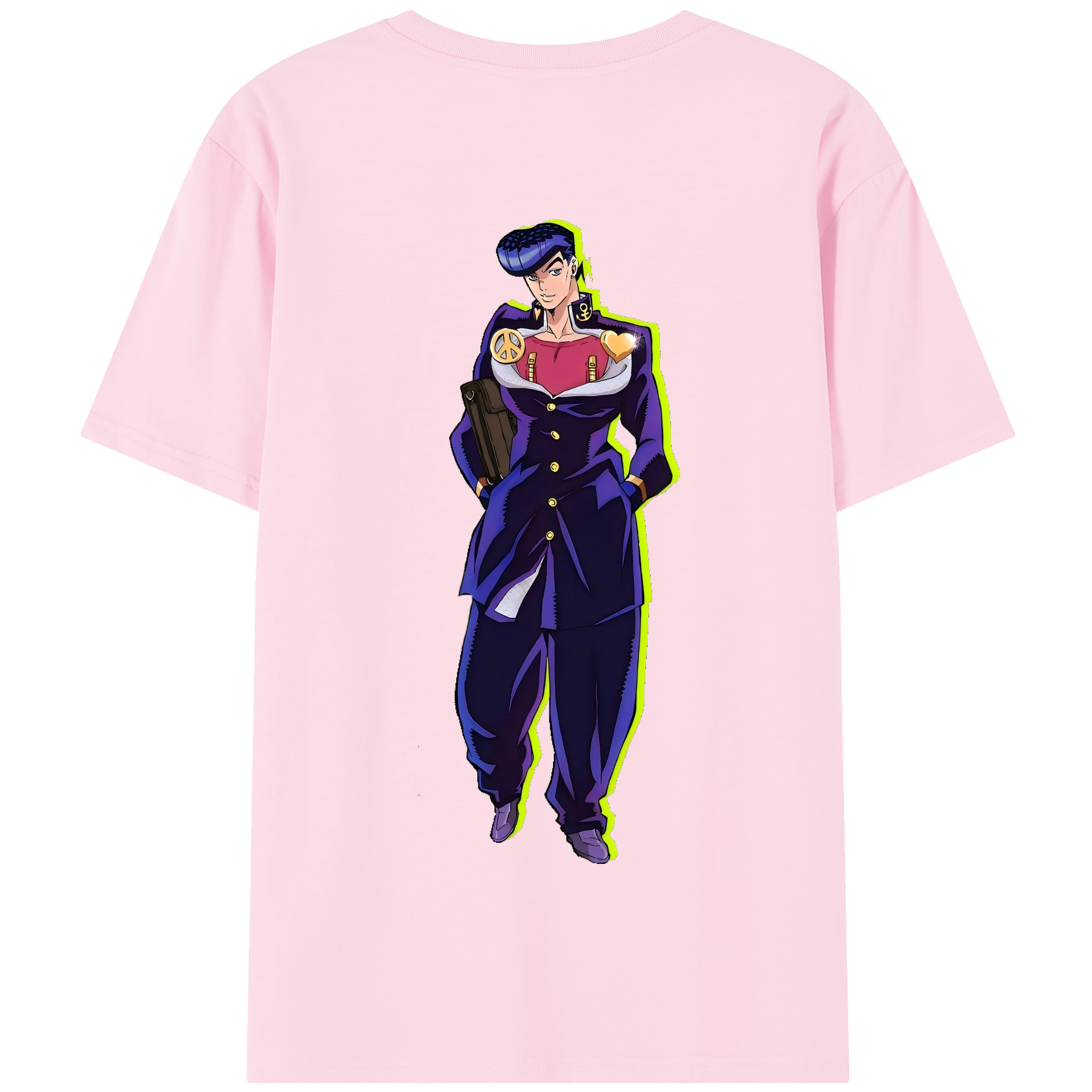 （画像用） ジョジョの奇妙な冒険 ひがしかた じょうすけ JoJo's Bizarre Adventure Higashikata Josuke 綿100％半袖Tシャツ（背面プリント）
