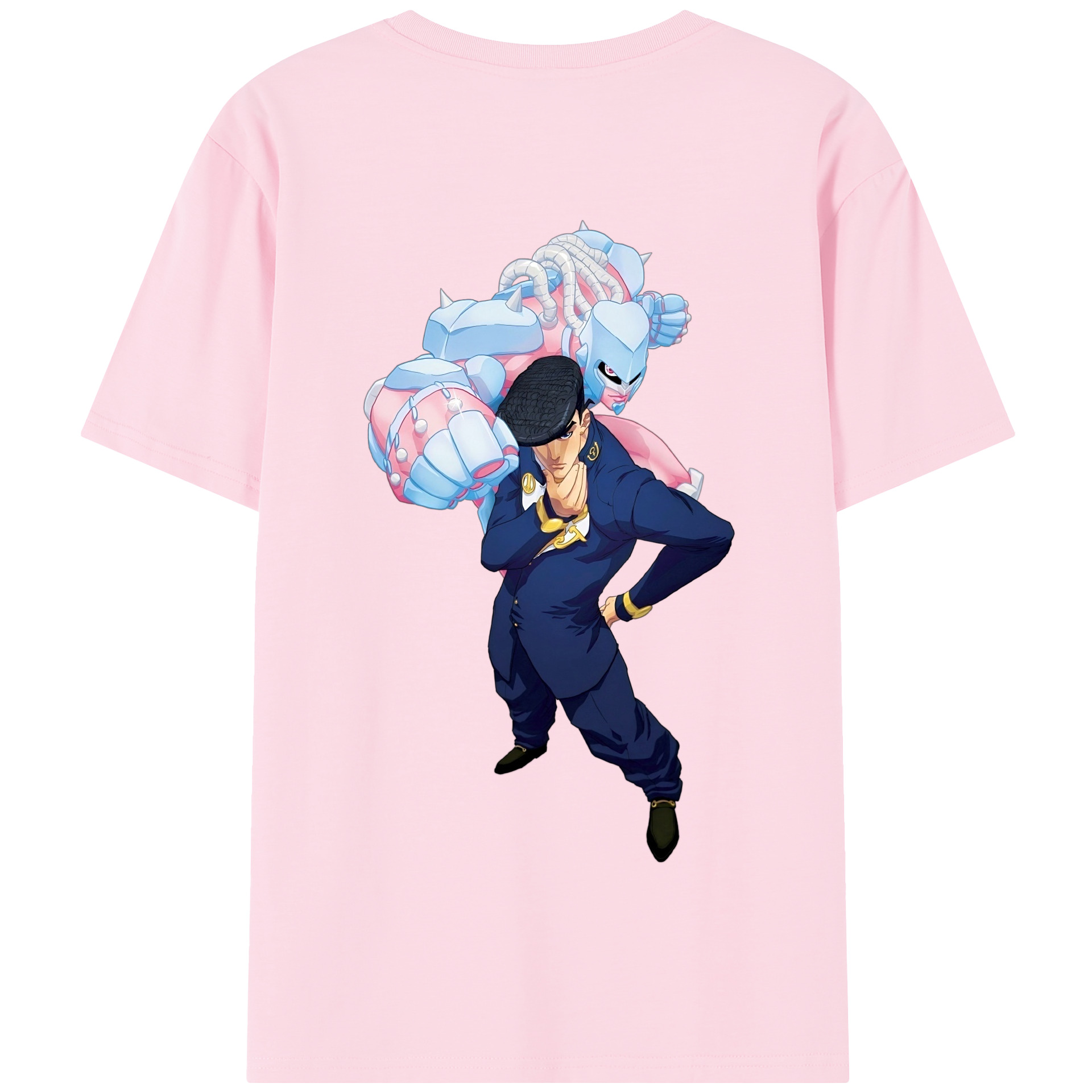 （画像用） ジョジョの奇妙な冒険 ひがしかた じょうすけ JoJo's Bizarre Adventure Higashikata Josuke 綿100％半袖Tシャツ（背面プリント）