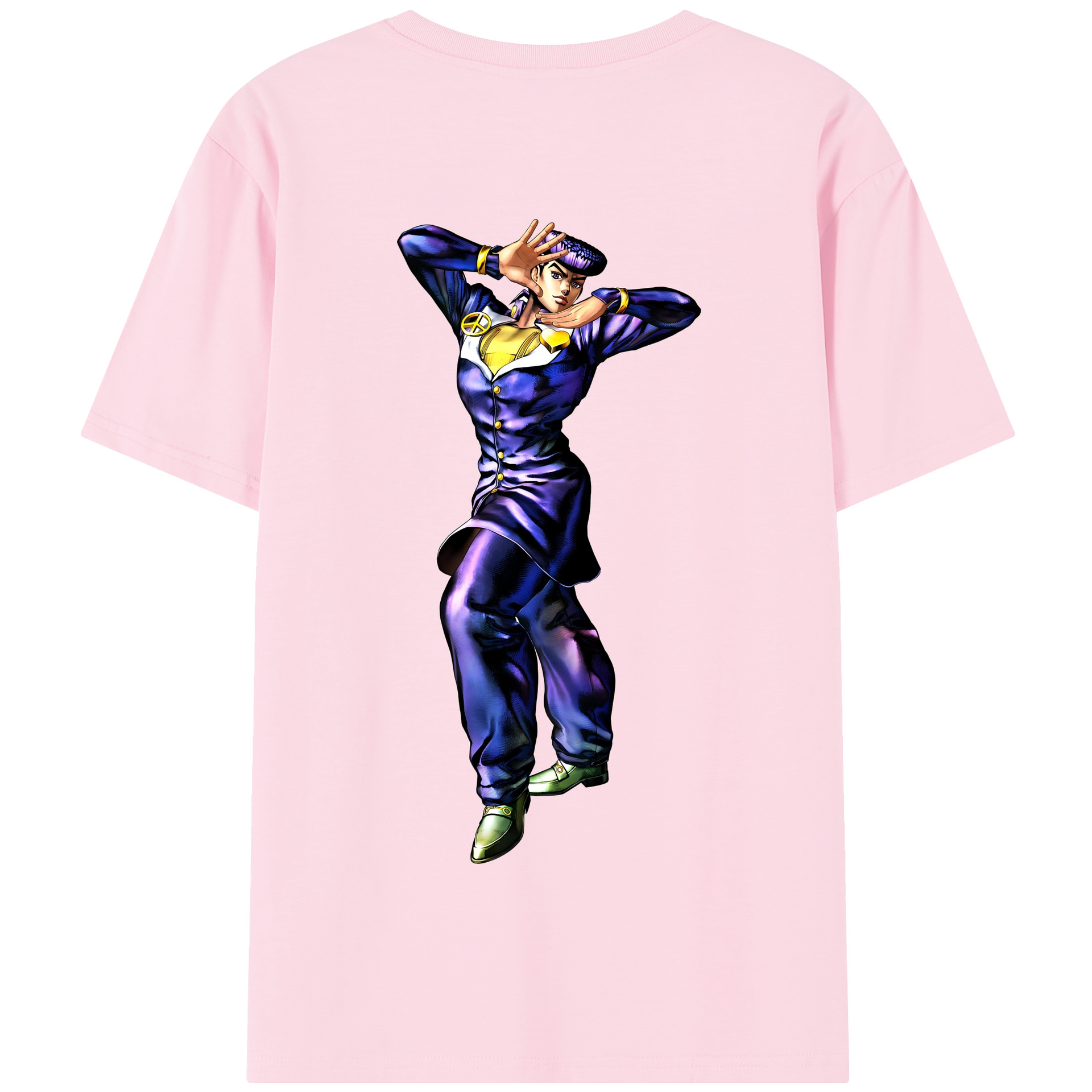（画像用） ジョジョの奇妙な冒険 ひがしかた じょうすけ JoJo's Bizarre Adventure Higashikata Josuke 綿100％半袖Tシャツ（背面プリント）