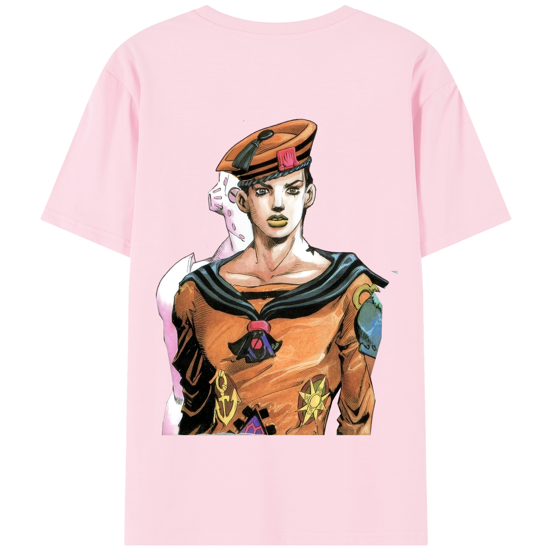 （画像用） ジョジョの奇妙な冒険 東方定助 JoJo's Bizarre Adventure Higashikata Josuke 綿100％半袖Tシャツ（背面プリント）