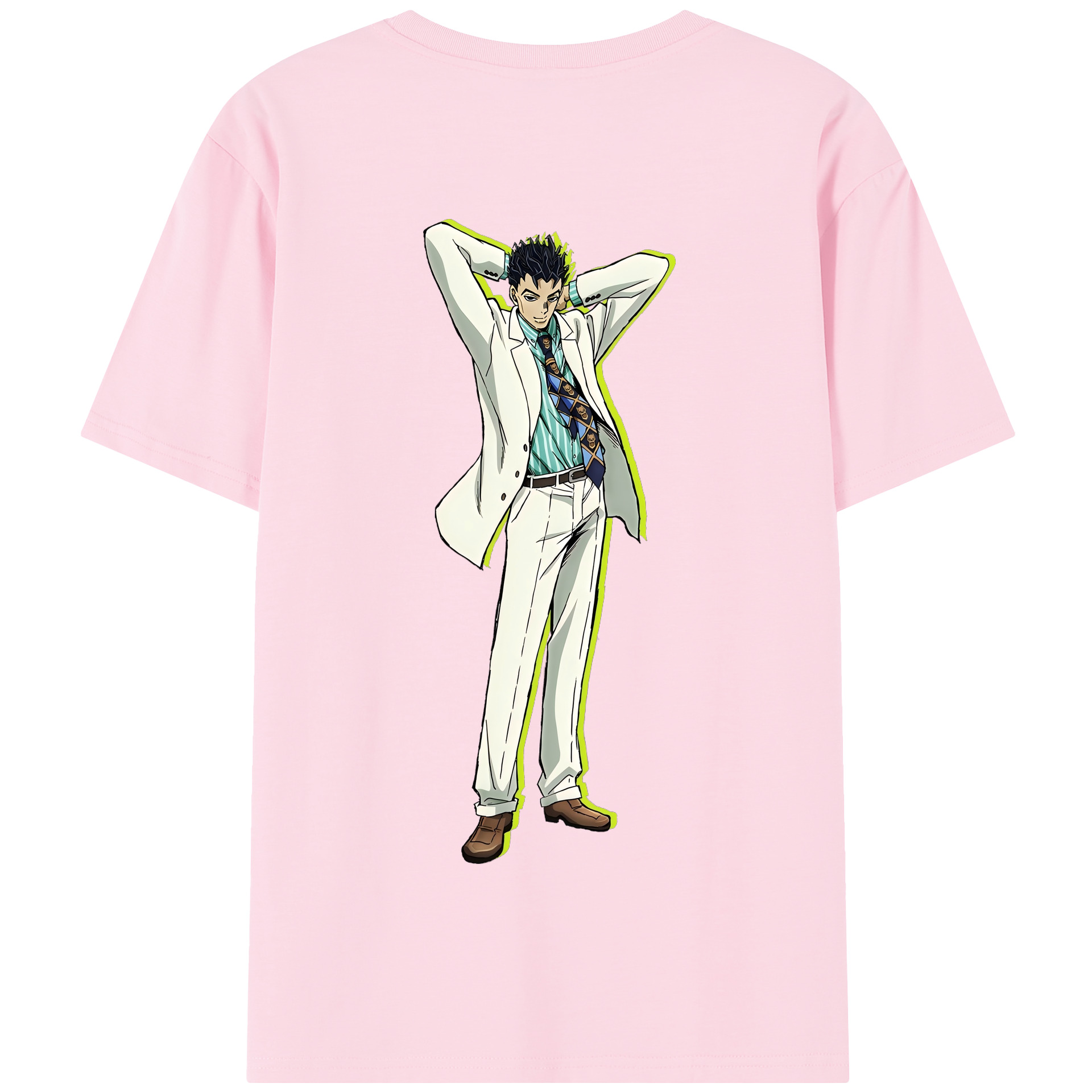 （画像用） ジョジョの奇妙な冒険 きら よしかげ JoJo's Bizarre Adventure Kira Yoshikage 綿100％半袖Tシャツ（背面プリント）
