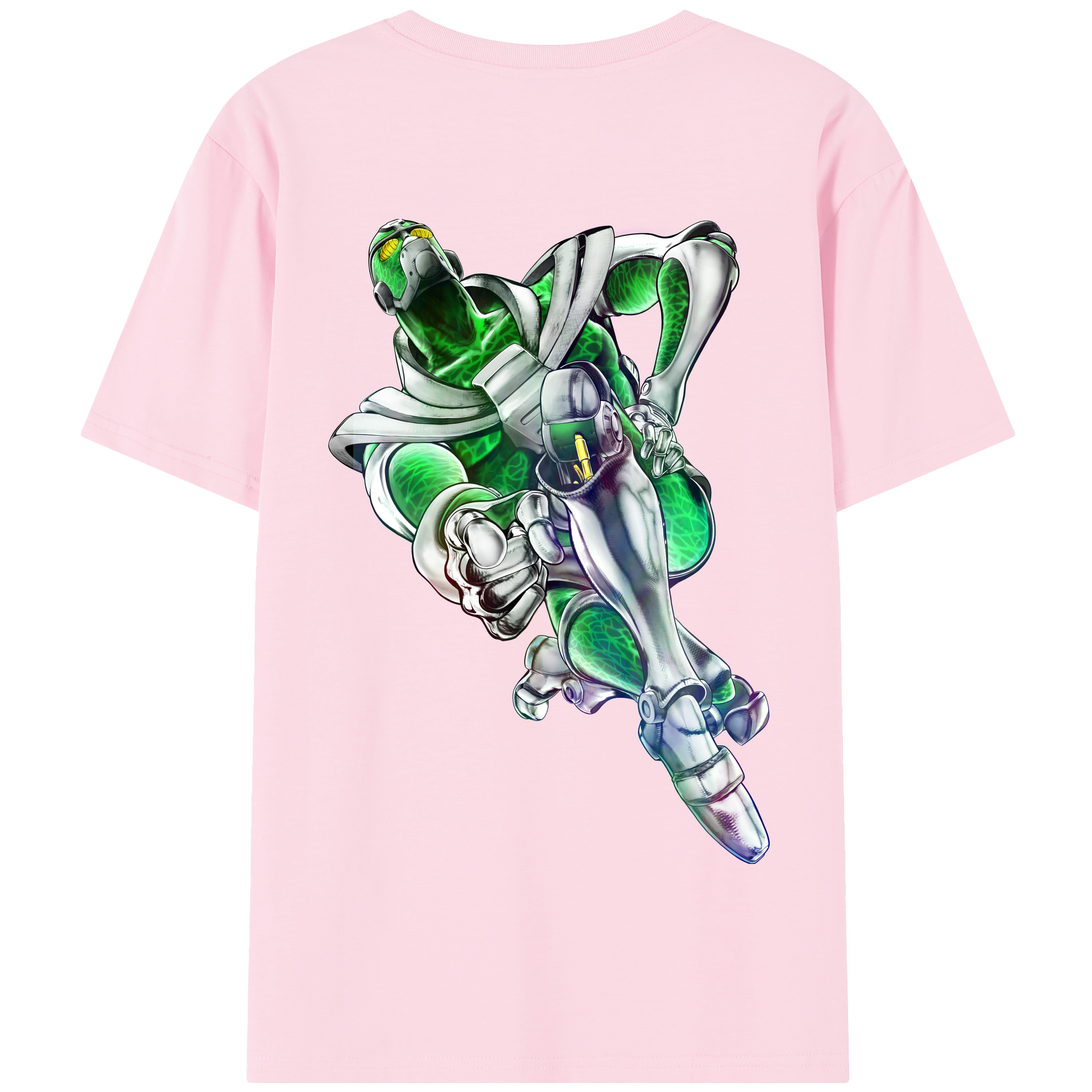 （画像用） ジョジョの奇妙な冒険 花京院 典明（かきょういん のりあき） JoJo's Bizarre Adventure Kakyoin Noriaki 綿100％半袖Tシャツ（背面プリント）