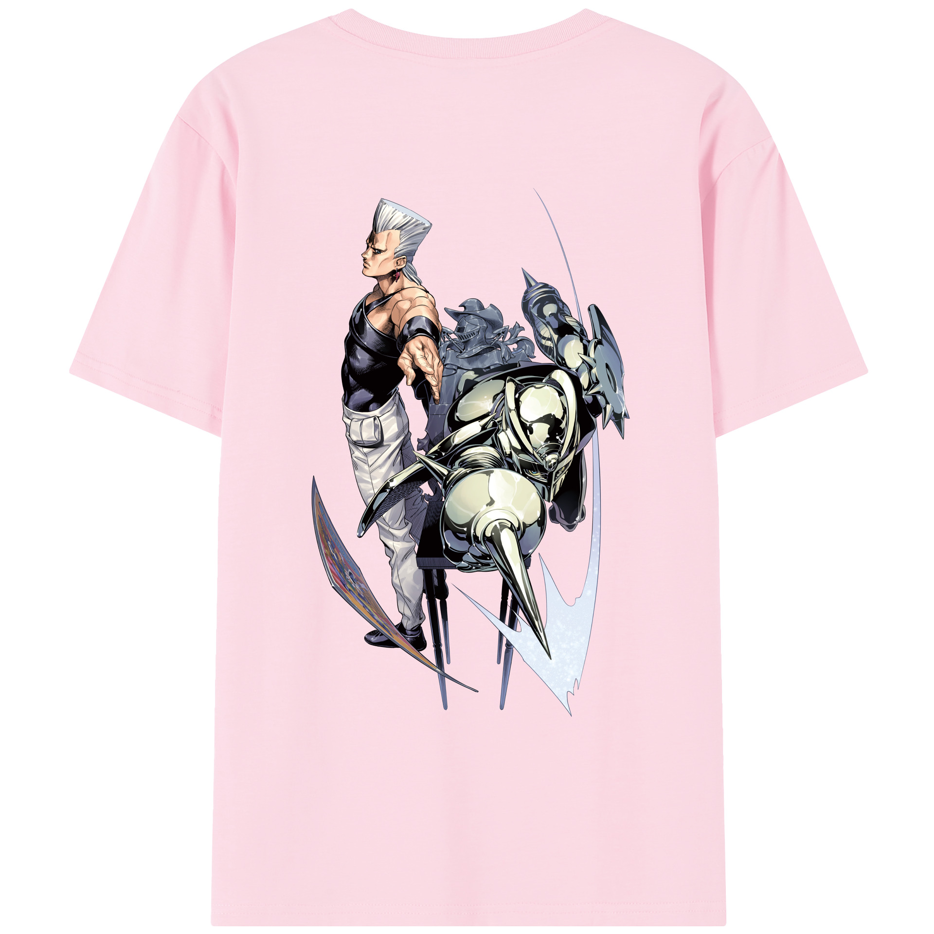 （画像用） ジョジョの奇妙な冒険 ジャン＝ピエール?ポルナレフ JoJo's Bizarre Adventure Jan Pierre Polnareff 綿100％半袖Tシャツ（背面プリント）