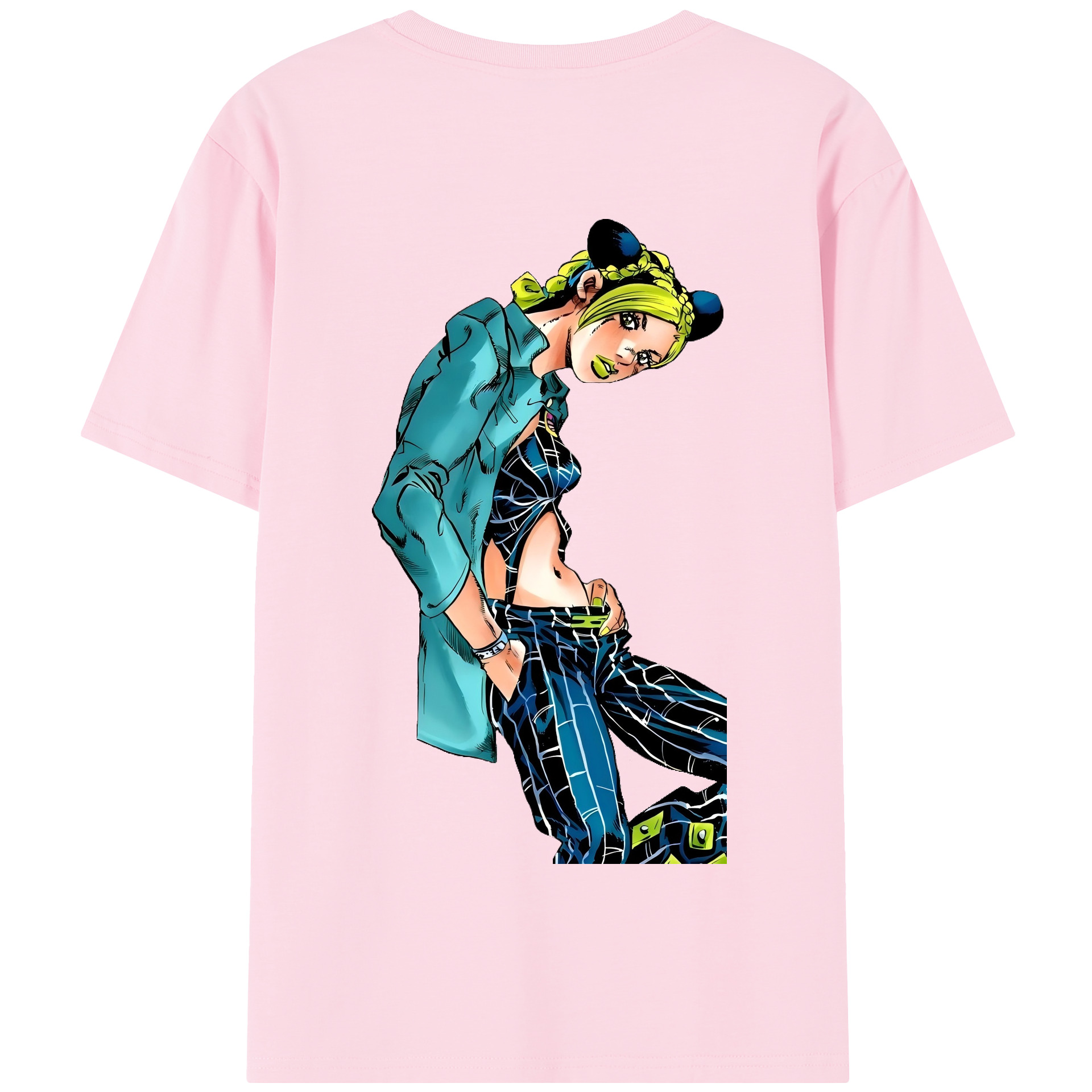 （画像用） "ジョジョの奇妙な冒険 くうじょう ジョリーン JoJo's Bizarre Adventure Jolyne Cujoh " 綿100％半袖Tシャツ（背面プリント）