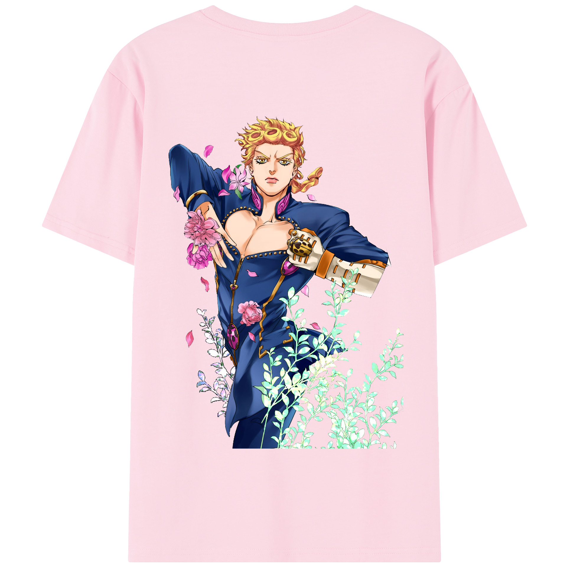 （画像用） ジョジョの奇妙な冒険 ジョルノ?ジョバァーナ JoJo's Bizarre Adventure Giorno Giovanna 綿100％半袖Tシャツ（背面プリント）