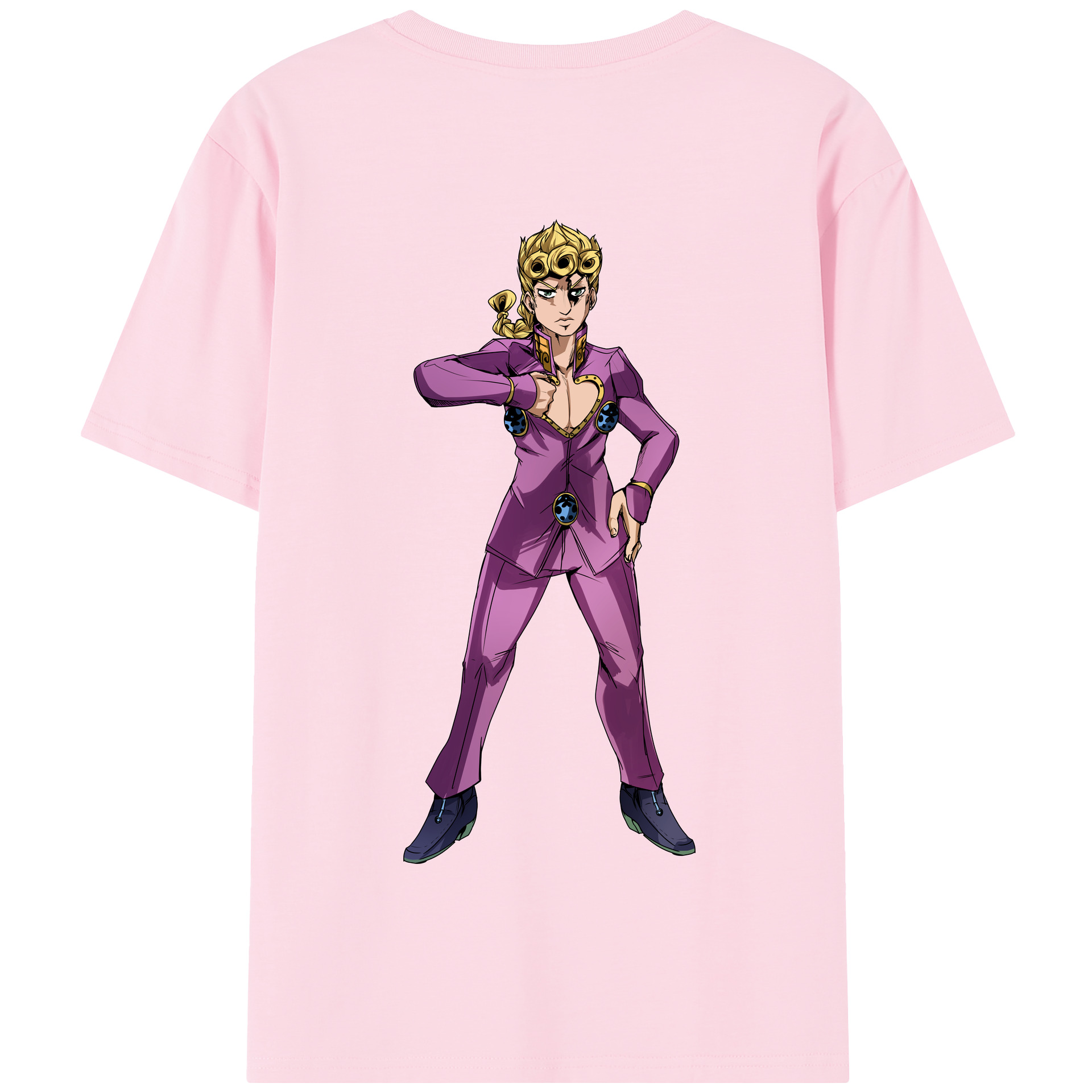 （画像用） ジョジョの奇妙な冒険 ジョルノ?ジョバァーナ JoJo's Bizarre Adventure Giorno Giovanna 綿100％半袖Tシャツ（背面プリント）