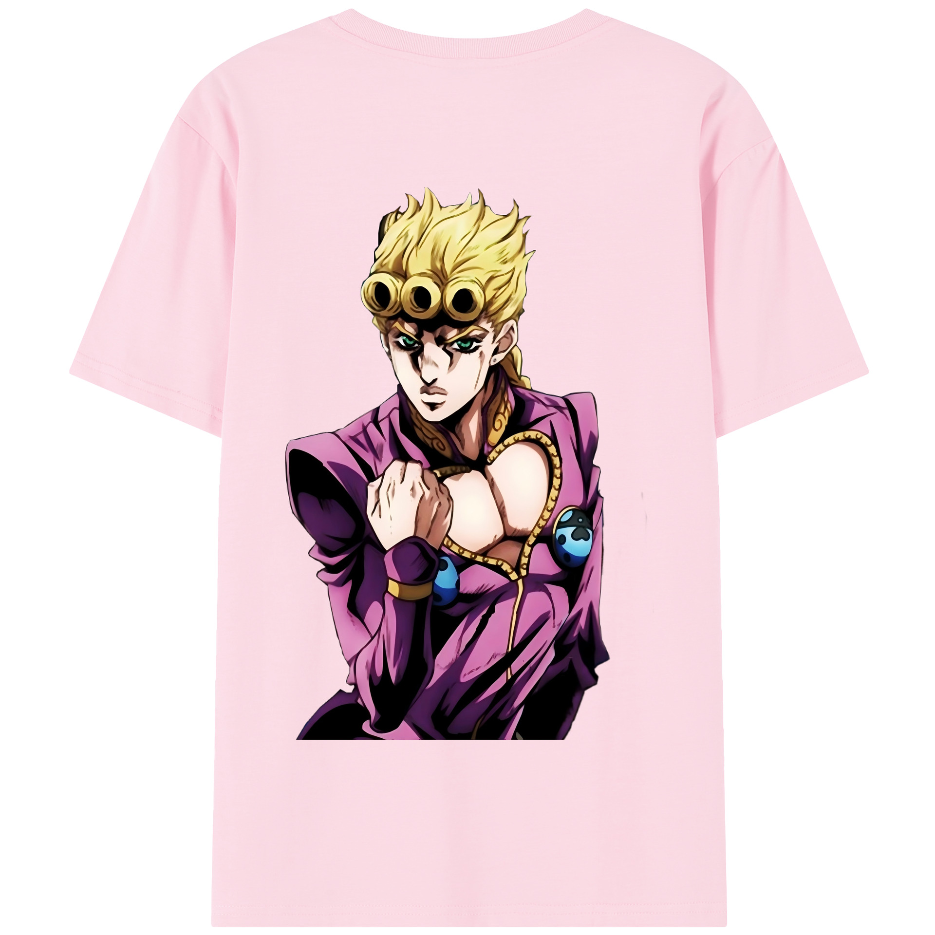 （画像用） ジョジョの奇妙な冒険 ジョルノ?ジョバァーナ JoJo's Bizarre Adventure Giorno Giovanna 綿100％半袖Tシャツ（背面プリント）
