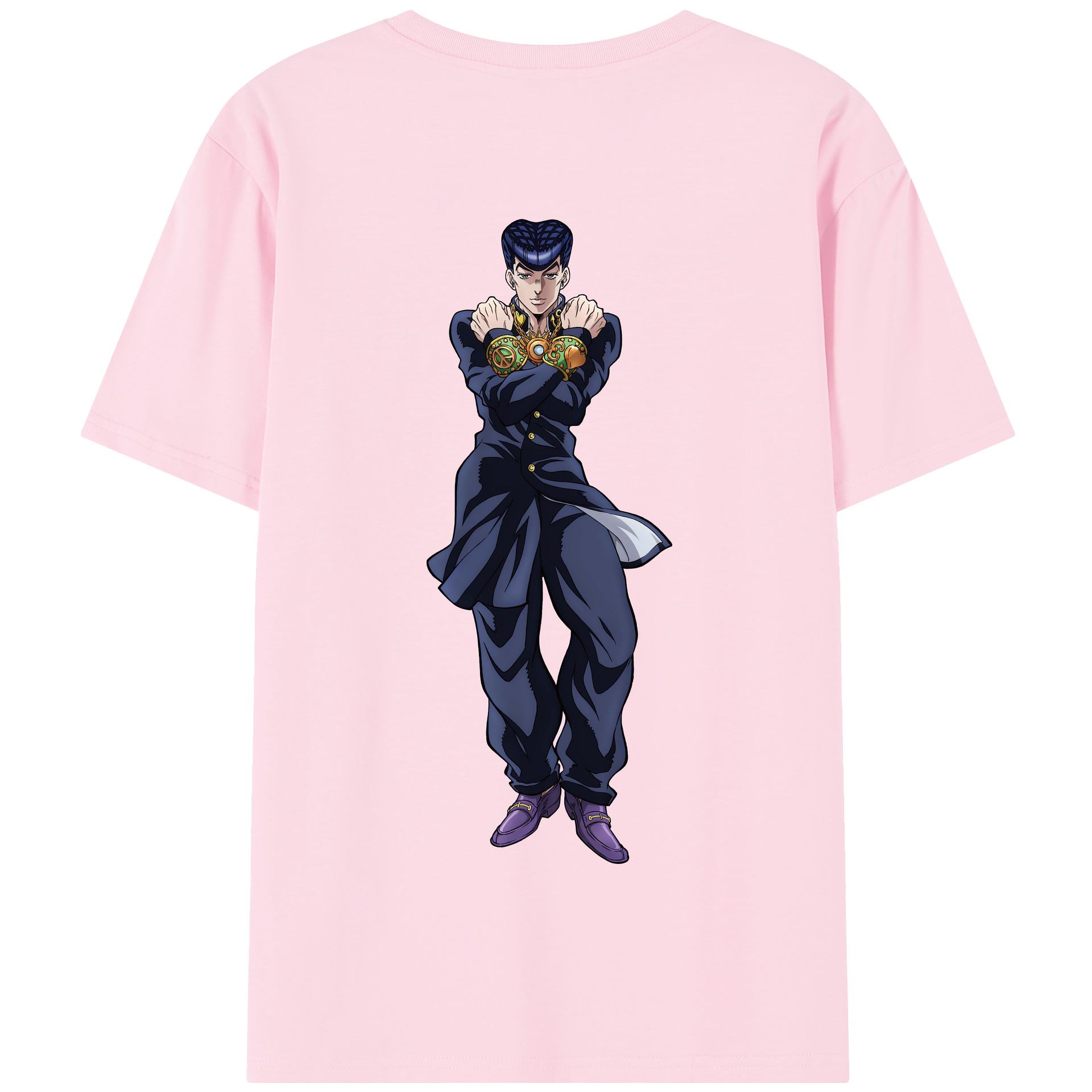 （画像用） ジョジョの奇妙な冒険 ひがしかた じょうすけ JoJo's Bizarre Adventure Higashikata Josuke 綿100％半袖Tシャツ（背面プリント）