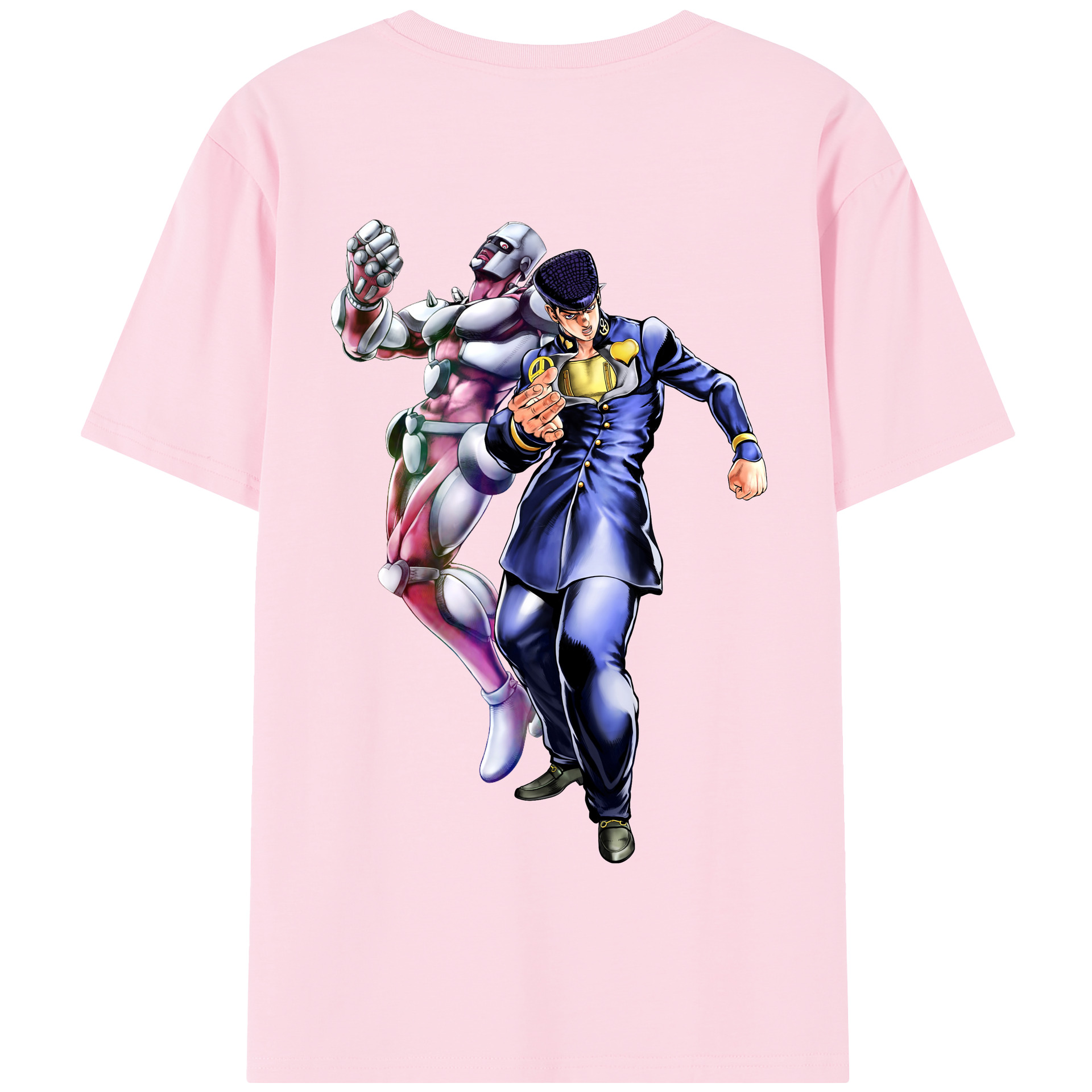 （画像用） ジョジョの奇妙な冒険 ひがしかた じょうすけ JoJo's Bizarre Adventure Higashikata Josuke 綿100％半袖Tシャツ（背面プリント）