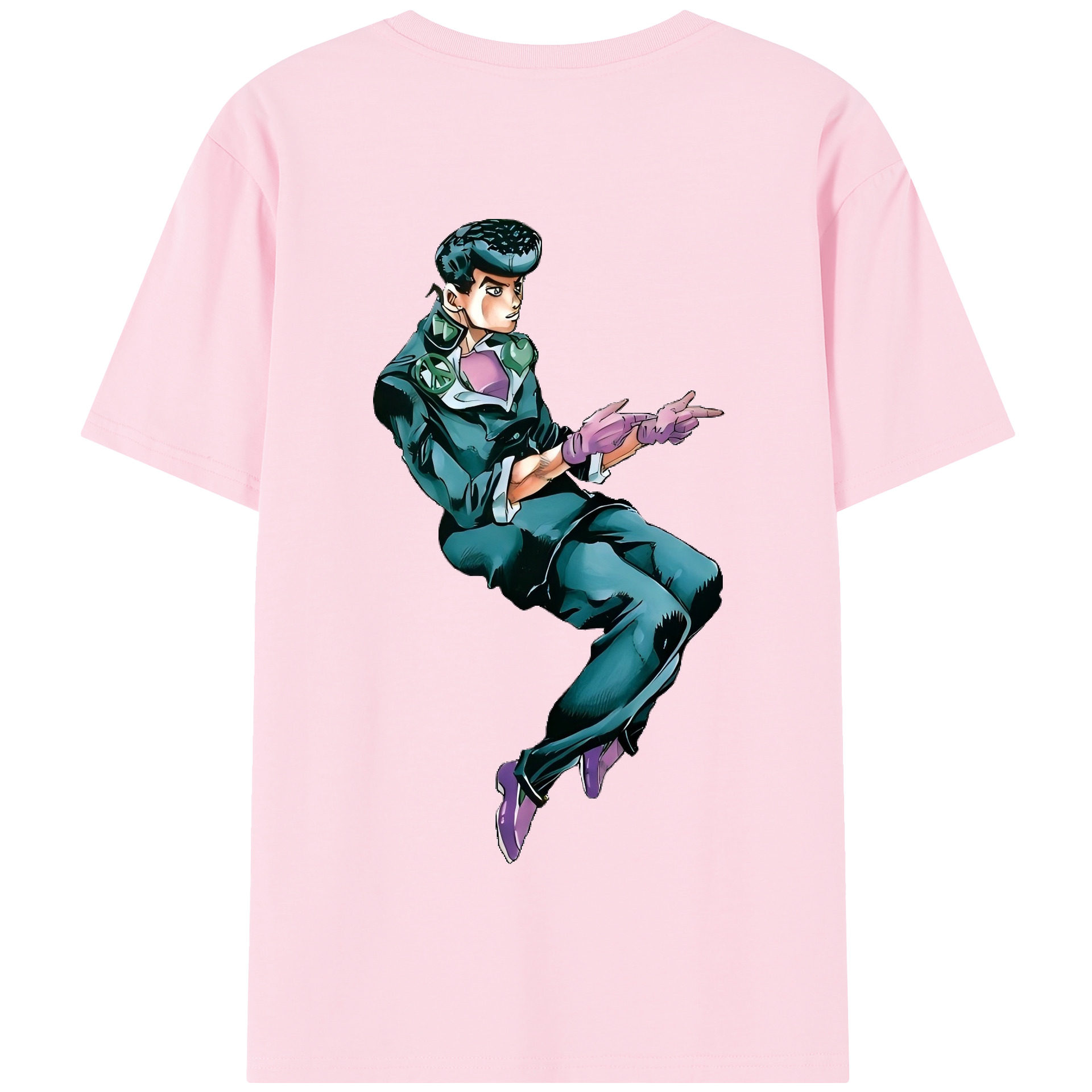 （画像用） ジョジョの奇妙な冒険 ひがしかた じょうすけ JoJo's Bizarre Adventure Higashikata Josuke 綿100％半袖Tシャツ（背面プリント）