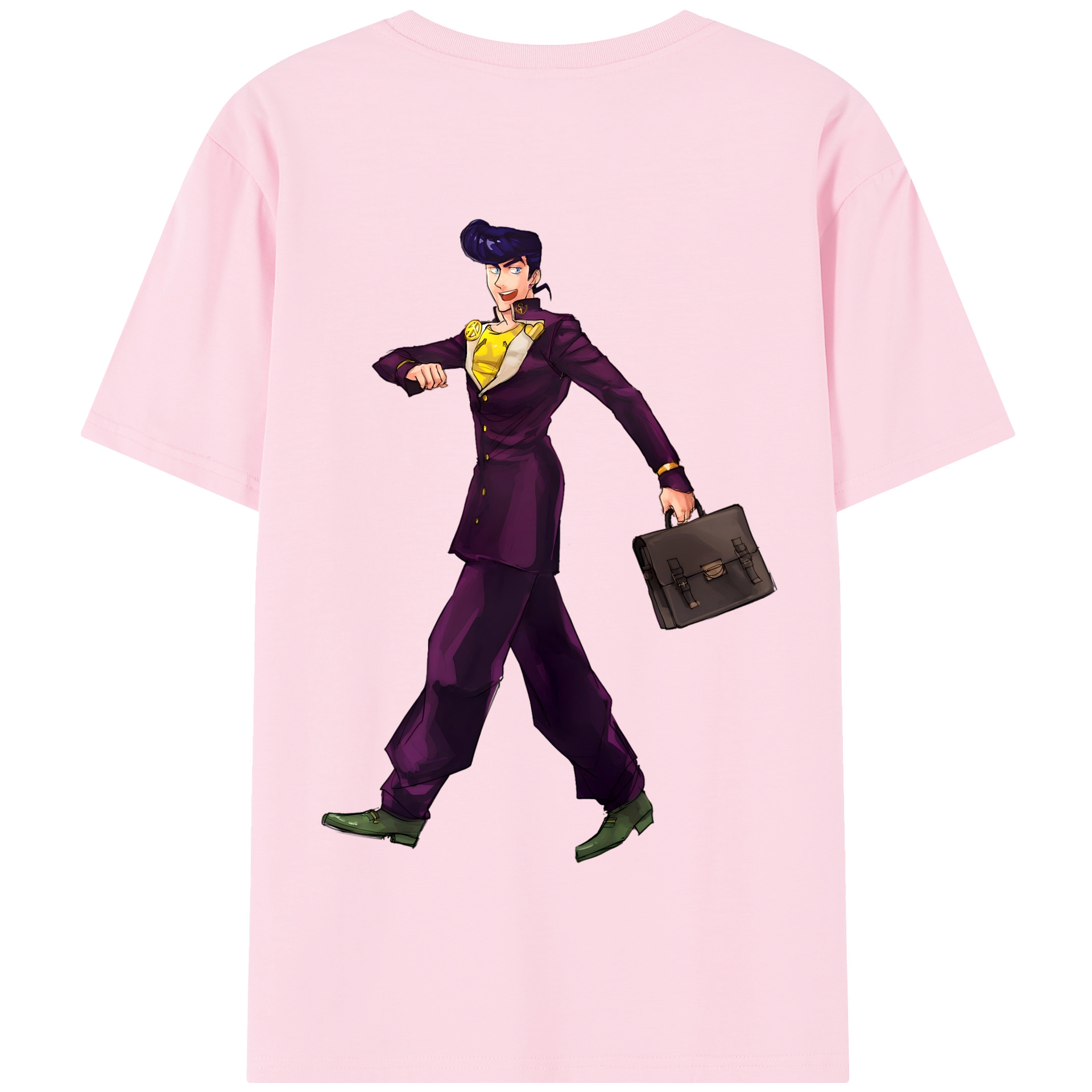 （画像用） ジョジョの奇妙な冒険 ひがしかた じょうすけ JoJo's Bizarre Adventure Higashikata Josuke 綿100％半袖Tシャツ（背面プリント）