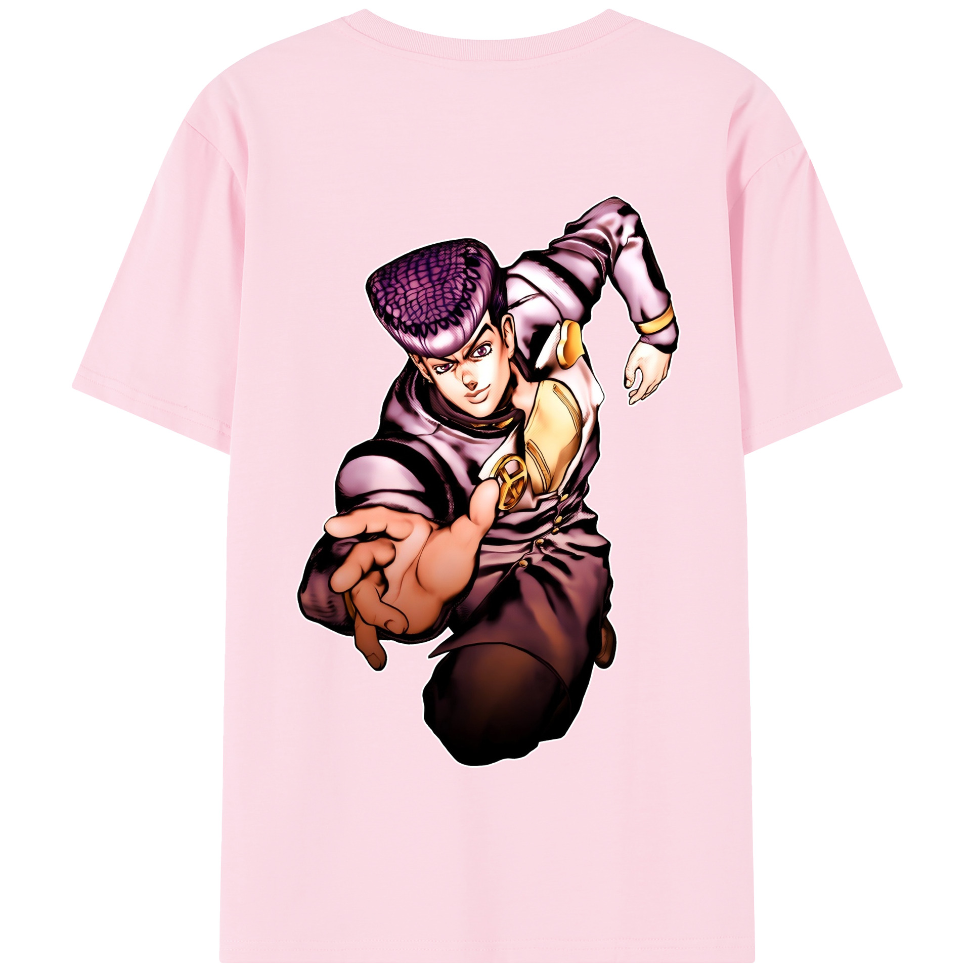 （画像用） ジョジョの奇妙な冒険 ひがしかた じょうすけ JoJo's Bizarre Adventure Higashikata Josuke 綿100％半袖Tシャツ（背面プリント）