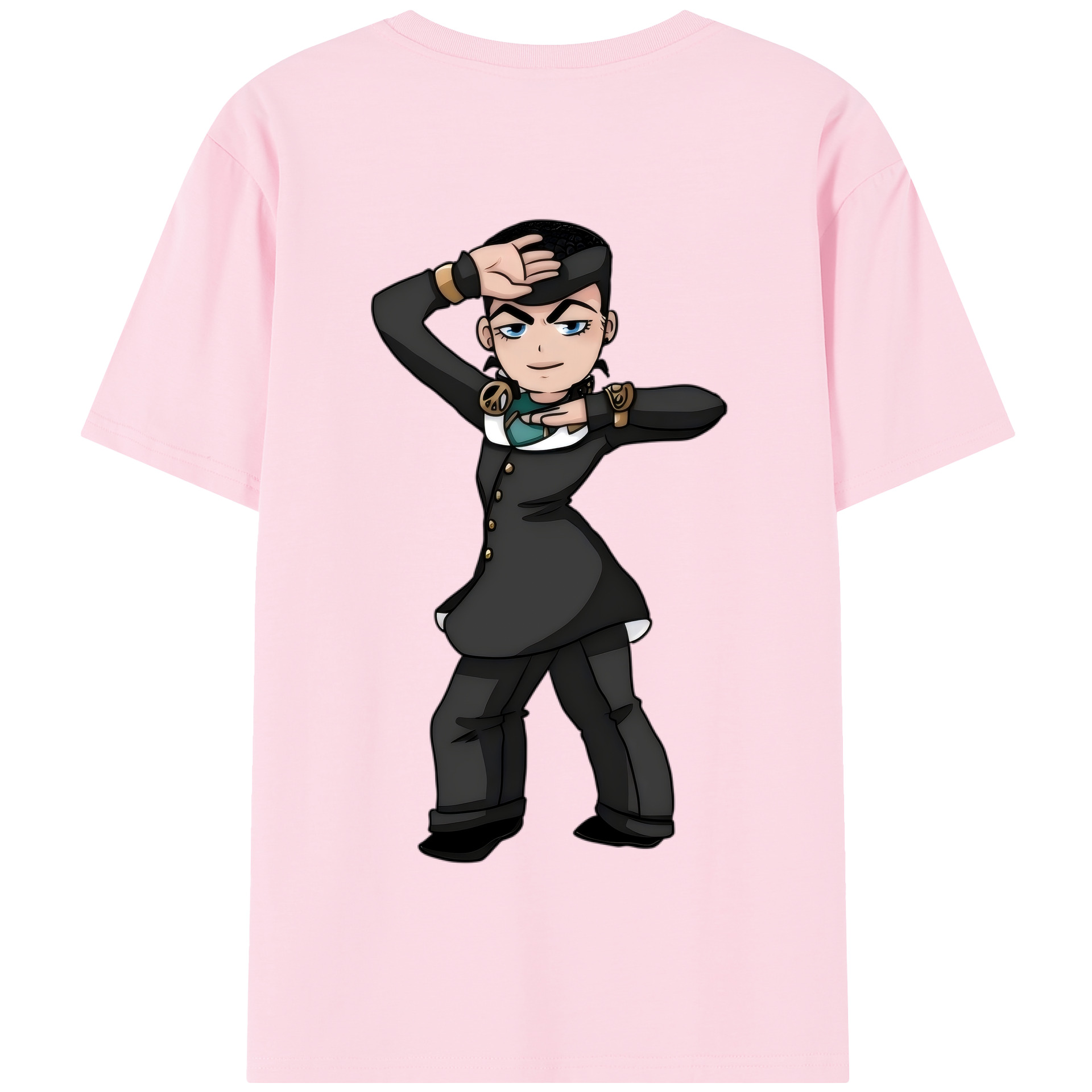 （画像用） ジョジョの奇妙な冒険 ひがしかた じょうすけ JoJo's Bizarre Adventure Higashikata Josuke 綿100％半袖Tシャツ（背面プリント）