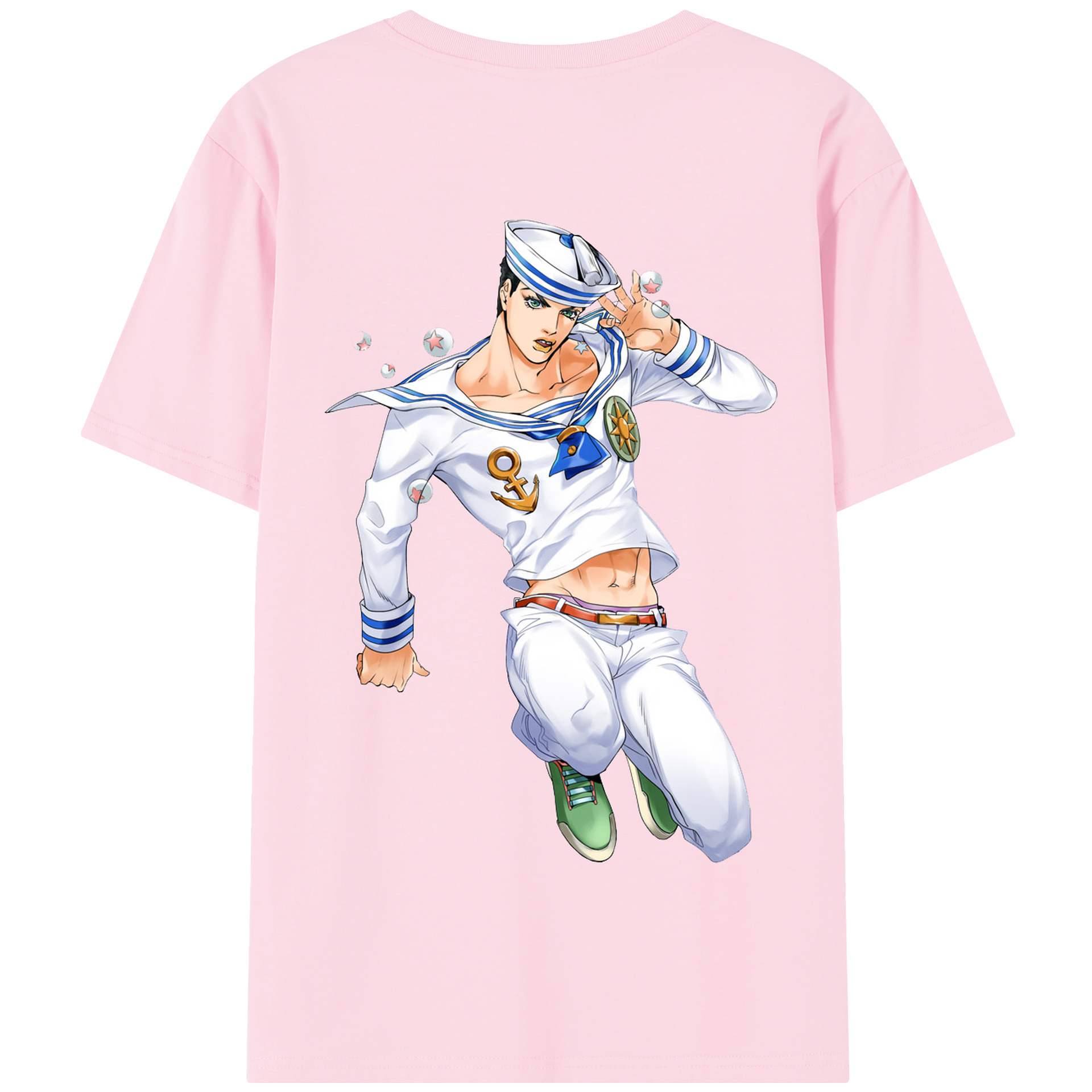 （画像用） ジョジョの奇妙な冒険 東方定助 JoJo's Bizarre Adventure Higashikata Josuke 綿100％半袖Tシャツ（背面プリント）