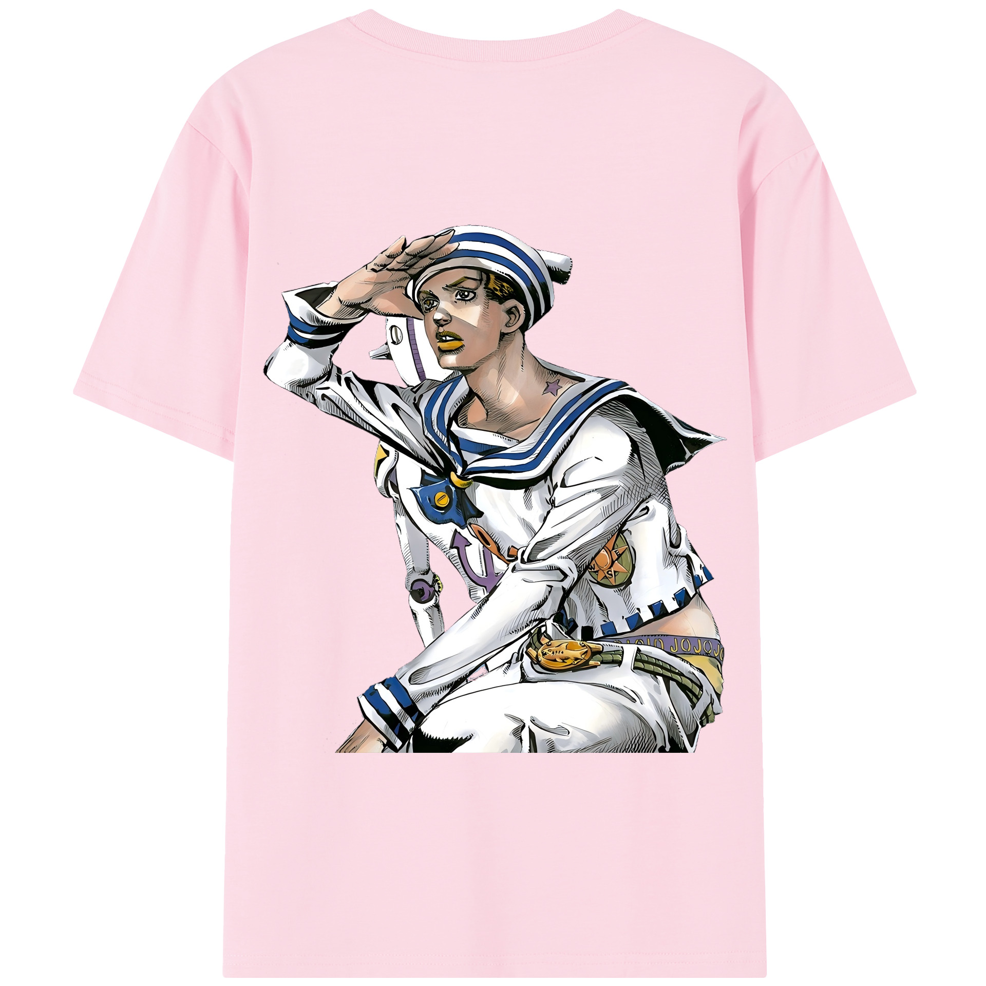 （画像用） ジョジョの奇妙な冒険 東方定助 JoJo's Bizarre Adventure Higashikata Josuke 綿100％半袖Tシャツ（背面プリント）