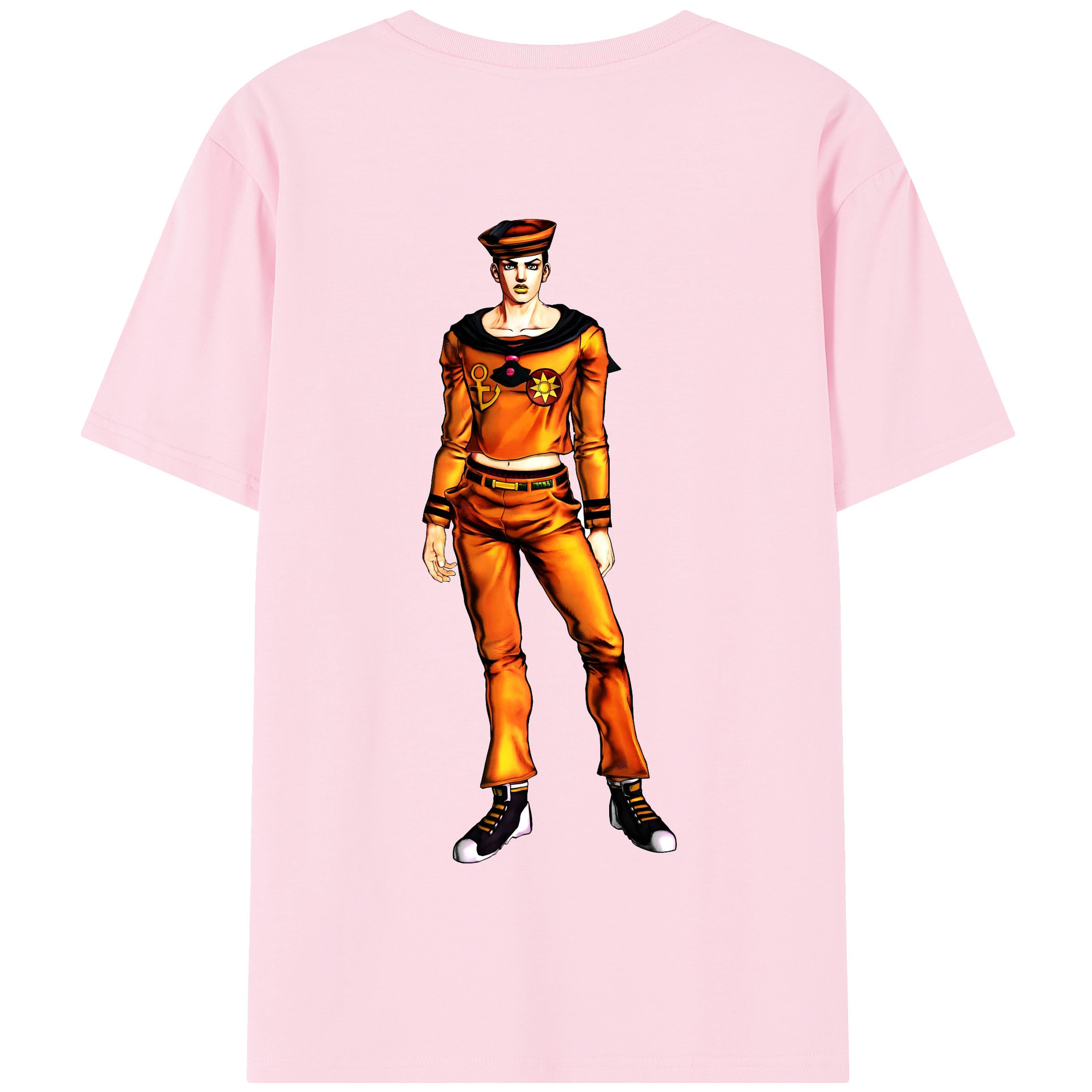 （画像用） ジョジョの奇妙な冒険 東方定助 JoJo's Bizarre Adventure Higashikata Josuke 綿100％半袖Tシャツ（背面プリント）
