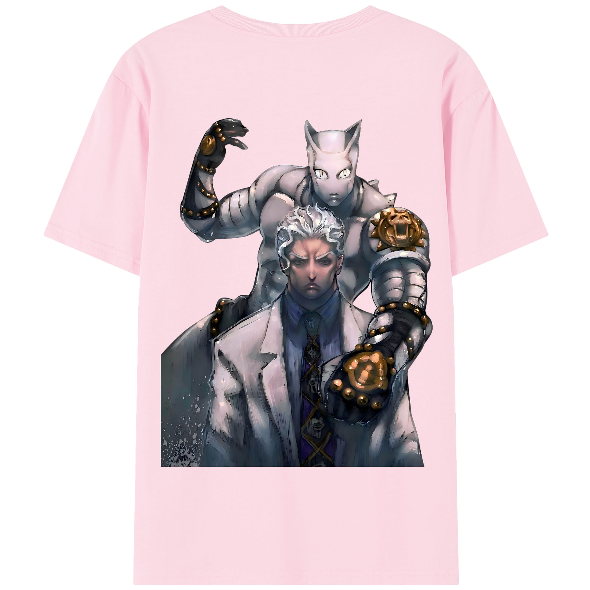 （画像用） ジョジョの奇妙な冒険 きら よしかげ JoJo's Bizarre Adventure Kira Yoshikage 綿100％半袖Tシャツ（背面プリント）