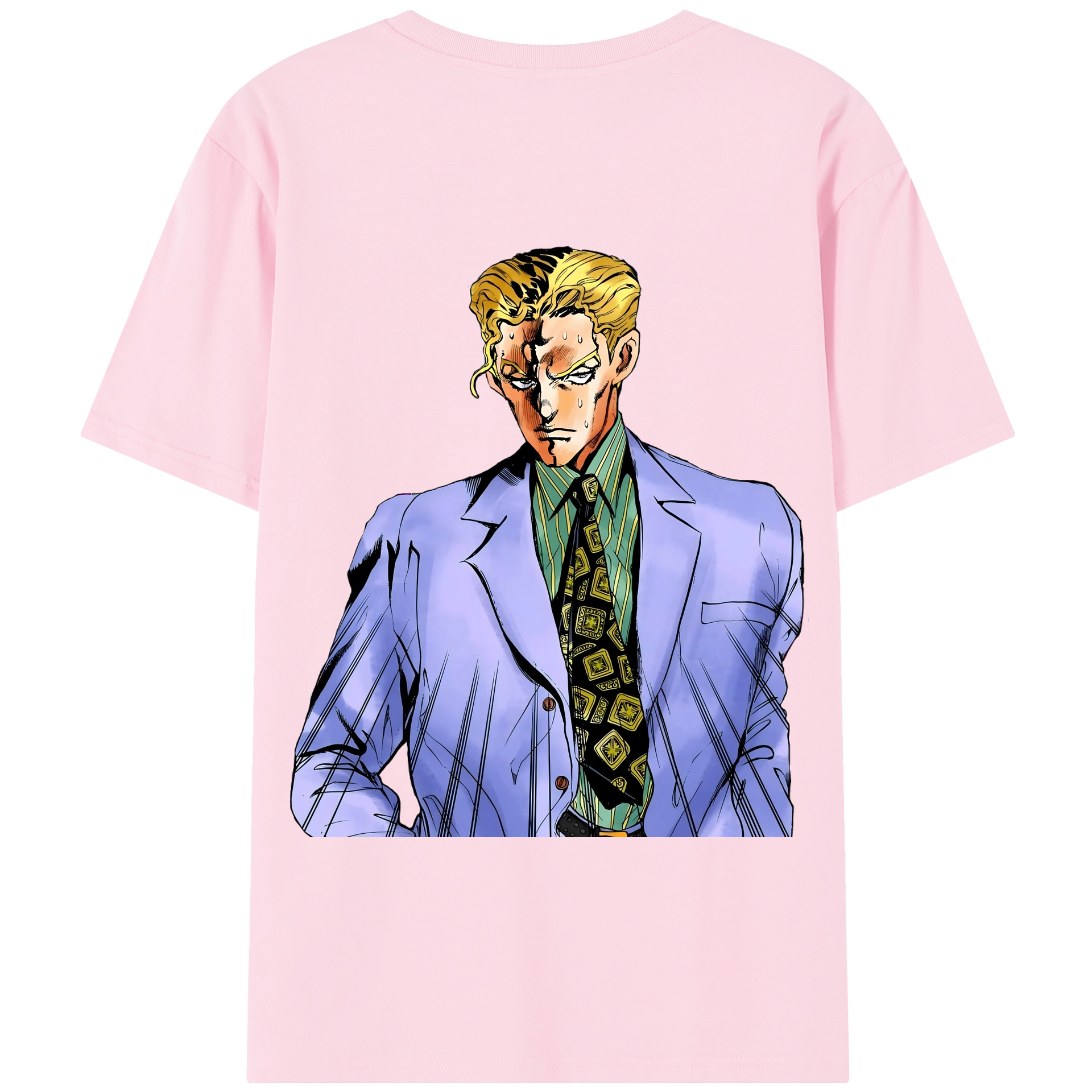 （画像用） ジョジョの奇妙な冒険 きら よしかげ JoJo's Bizarre Adventure Kira Yoshikage 綿100％半袖Tシャツ（背面プリント）