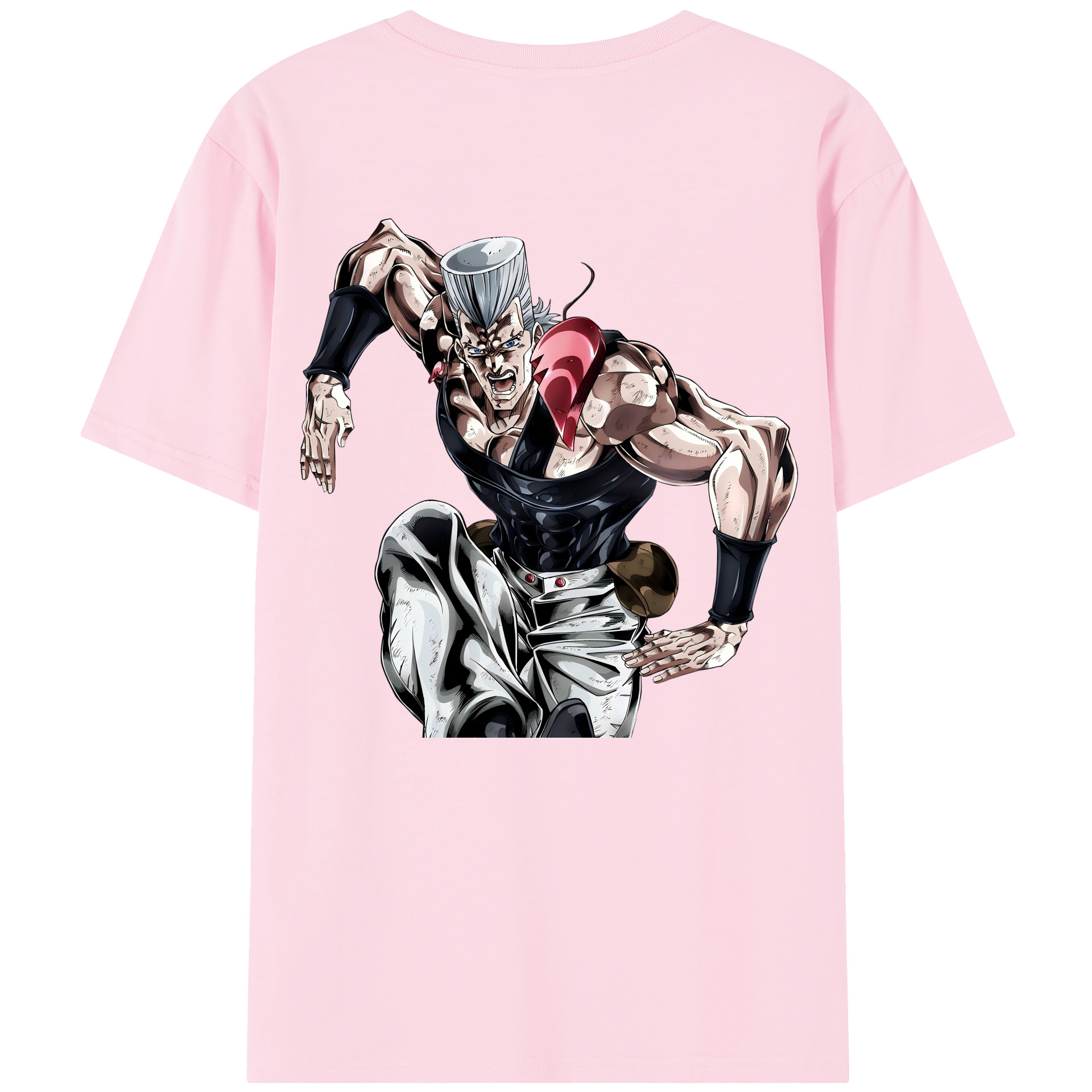（画像用） ジョジョの奇妙な冒険 ジャン＝ピエール?ポルナレフ JoJo's Bizarre Adventure Jan Pierre Polnareff 綿100％半袖Tシャツ（背面プリント）
