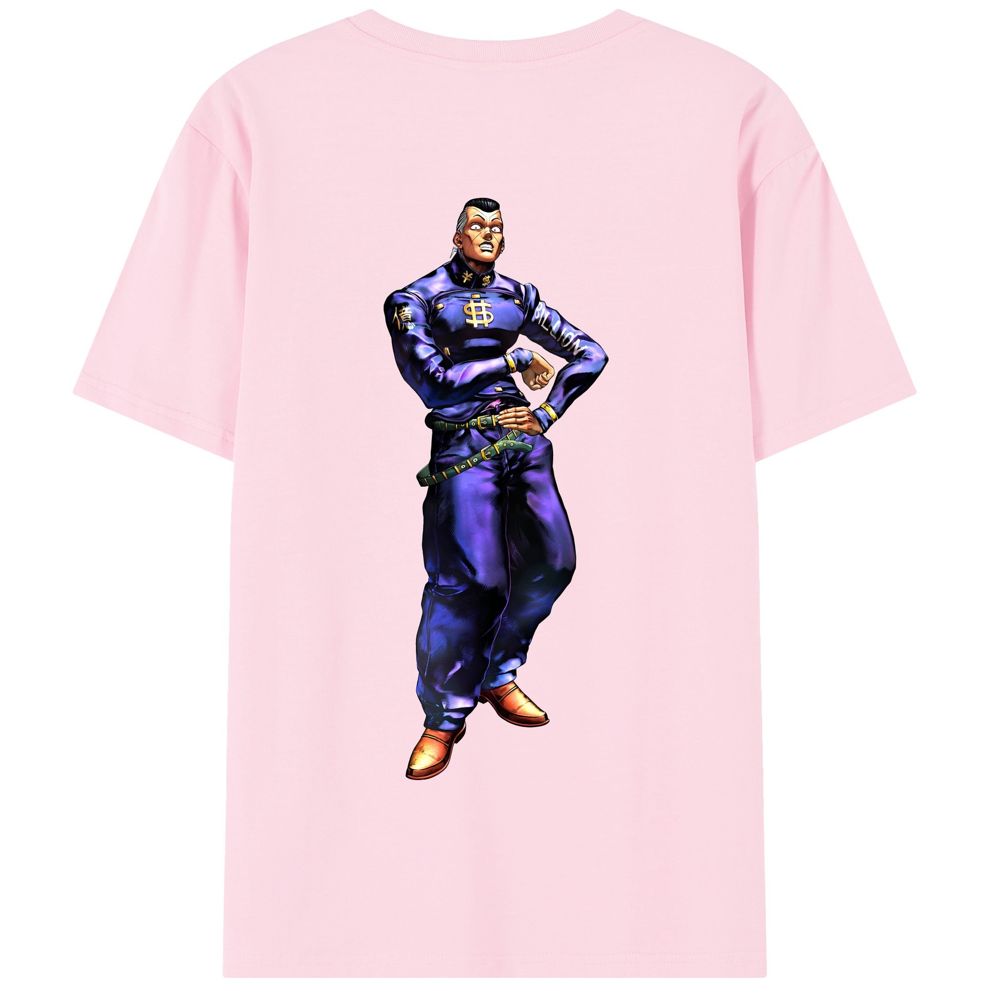 （画像用） ジョジョの奇妙な冒険 虹村億泰 にじむら おくやす JoJo's Bizarre Adventure Nijimura Okuyasu 綿100％半袖Tシャツ（背面プリント）
