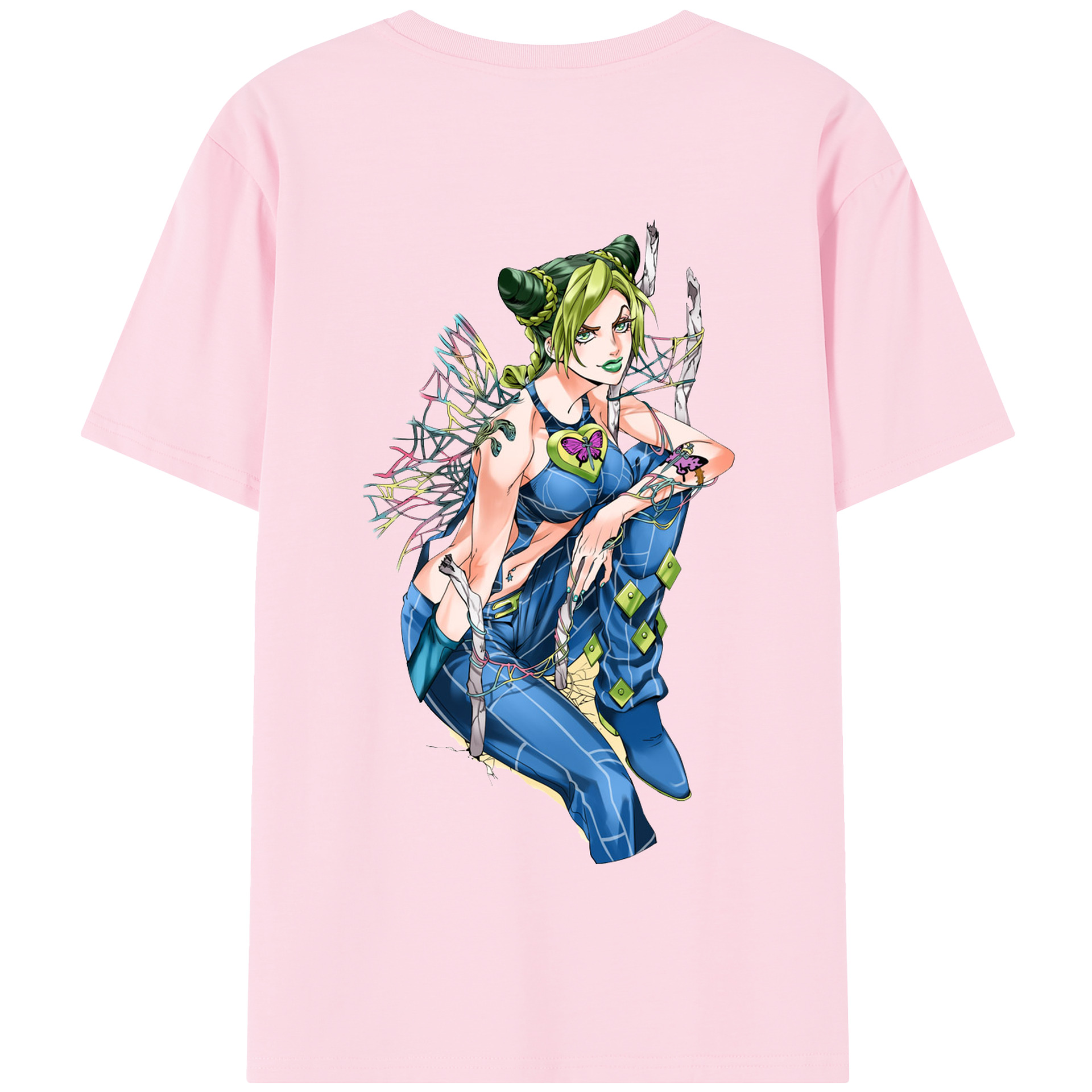 （画像用） "ジョジョの奇妙な冒険 くうじょう ジョリーン JoJo's Bizarre Adventure Jolyne Cujoh " 綿100％半袖Tシャツ（背面プリント）