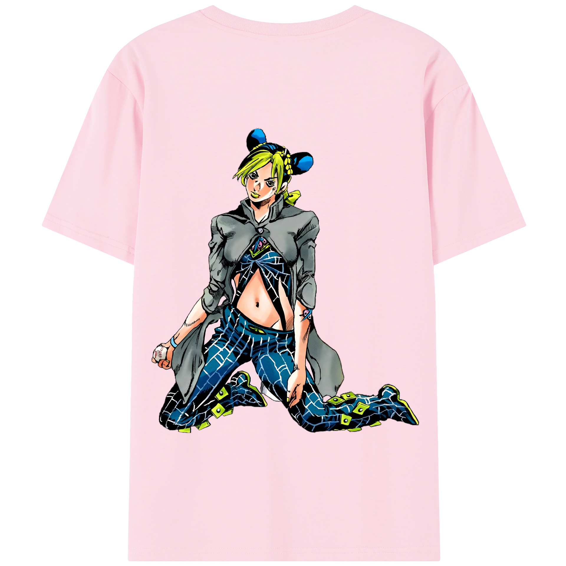 （画像用） "ジョジョの奇妙な冒険 くうじょう ジョリーン JoJo's Bizarre Adventure Jolyne Cujoh " 綿100％半袖Tシャツ（背面プリント）