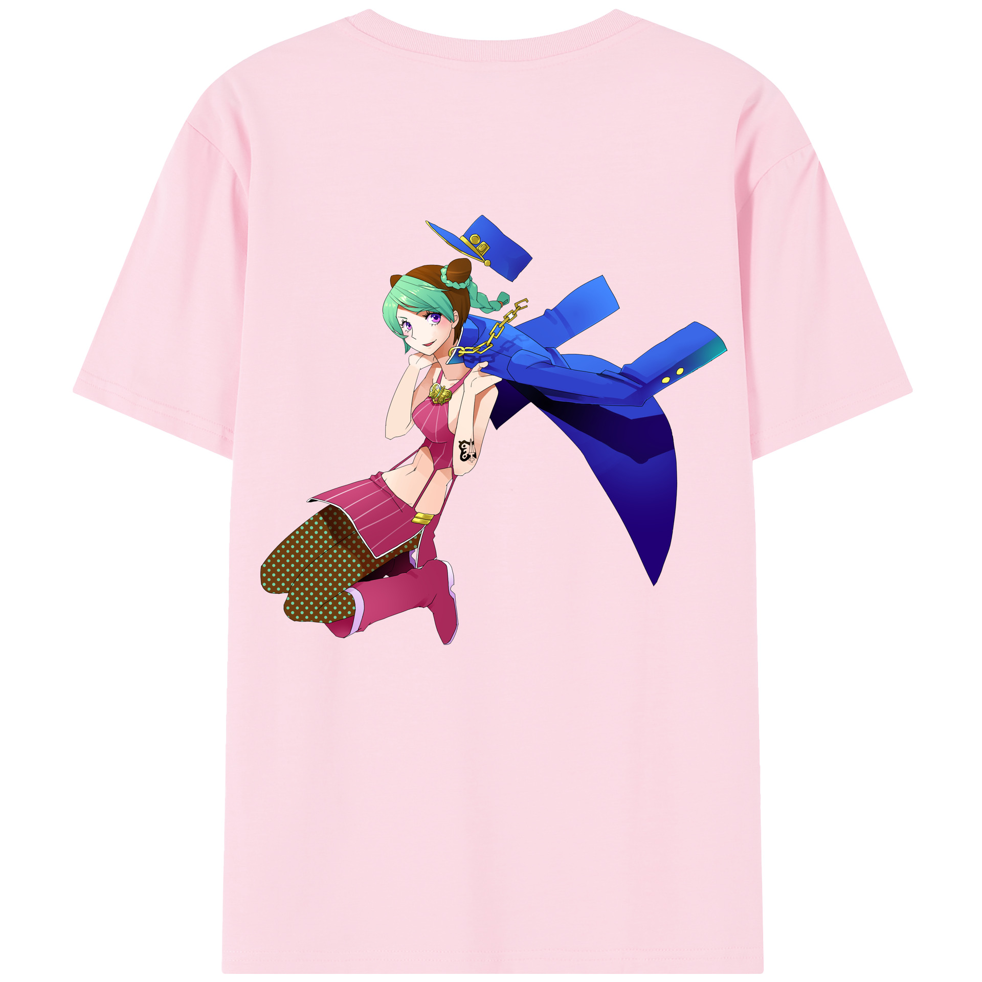 （画像用） "ジョジョの奇妙な冒険 くうじょう ジョリーン JoJo's Bizarre Adventure Jolyne Cujoh " 綿100％半袖Tシャツ（背面プリント）
