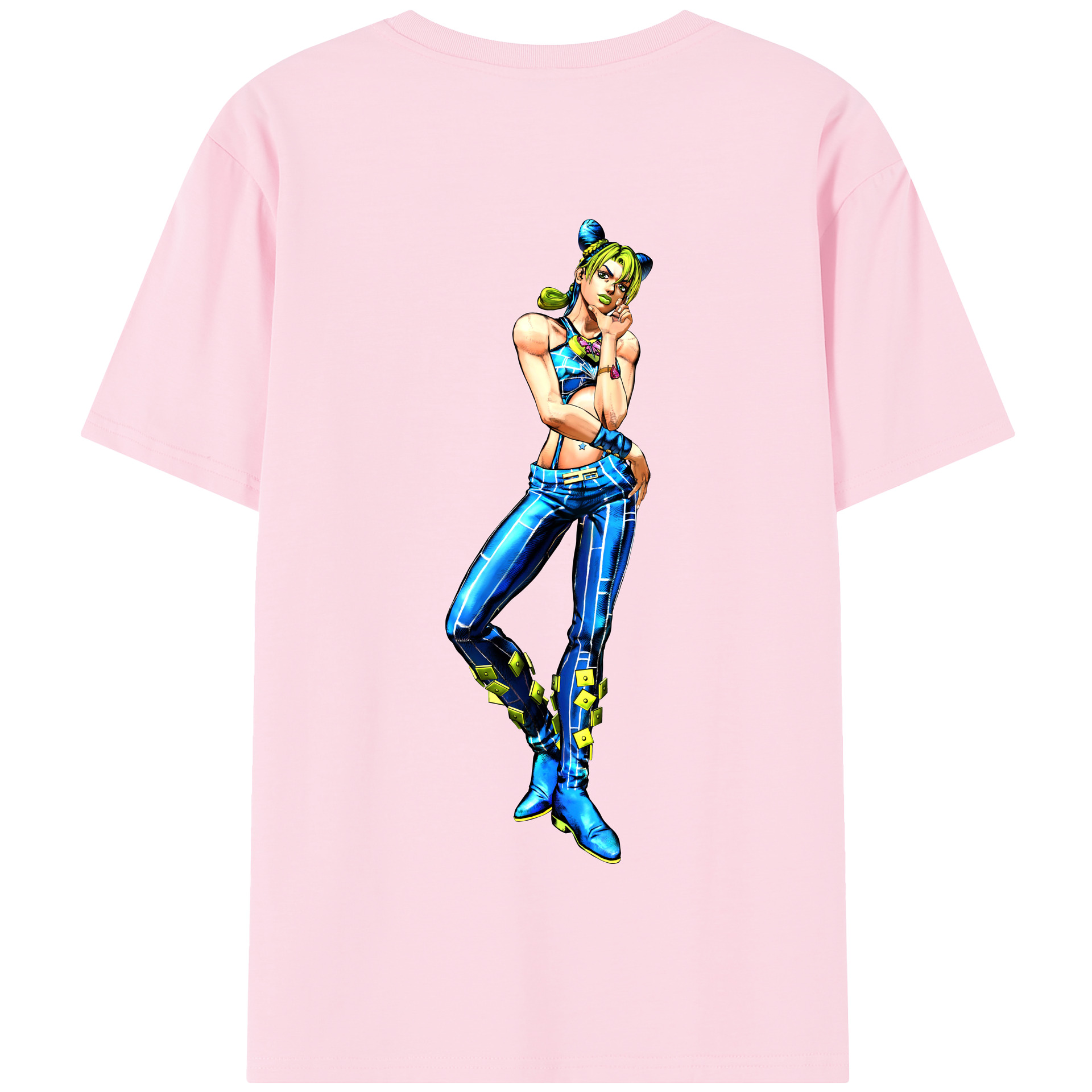 （画像用） "ジョジョの奇妙な冒険 くうじょう ジョリーン JoJo's Bizarre Adventure Jolyne Cujoh " 綿100％半袖Tシャツ（背面プリント）