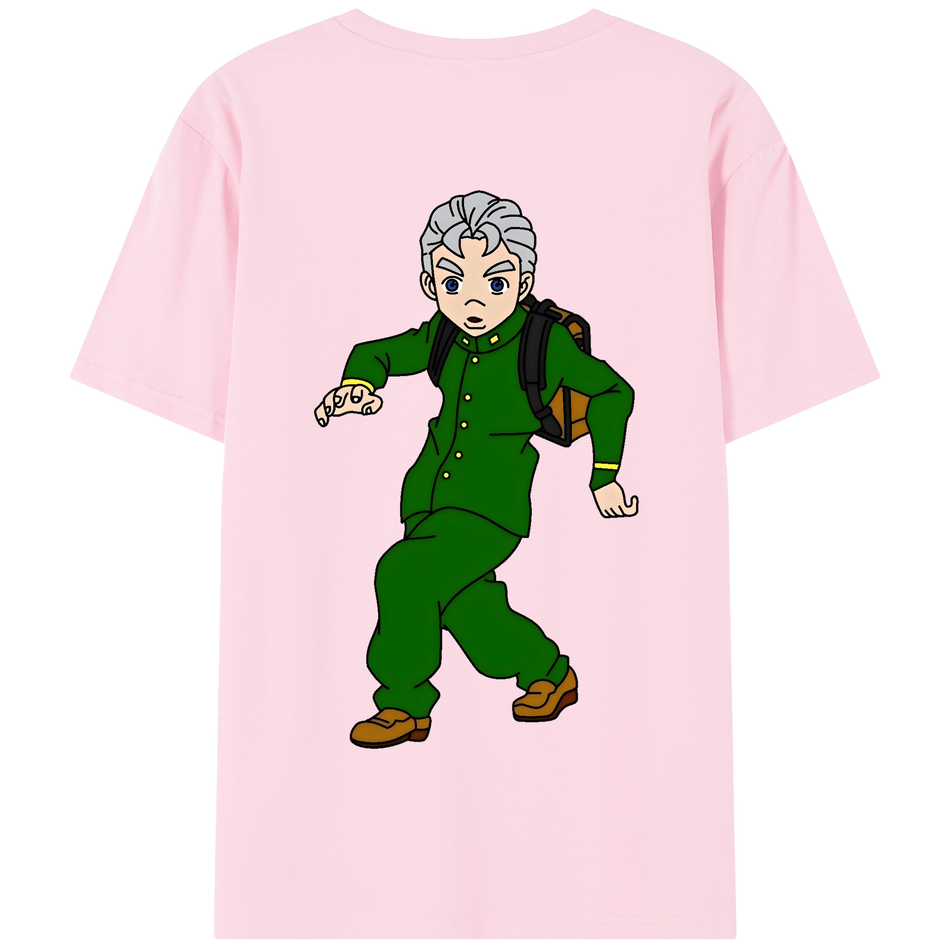 （画像用） ジョジョの奇妙な冒険 広瀨康一 JoJo's Bizarre Adventure Hirose Koichi 綿100％半袖Tシャツ（背面プリント）