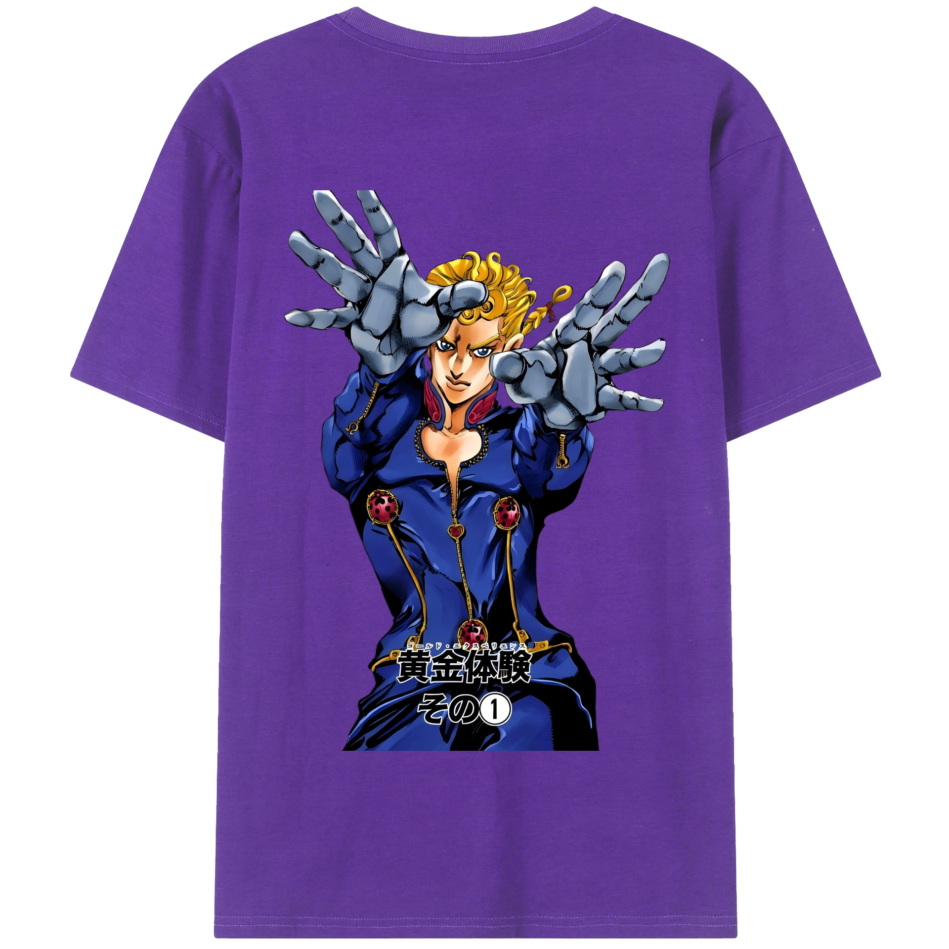 （画像用） ジョジョの奇妙な冒険 ジョルノ?ジョバァーナ JoJo's Bizarre Adventure Giorno Giovanna 綿100％半袖Tシャツ（背面プリント）
