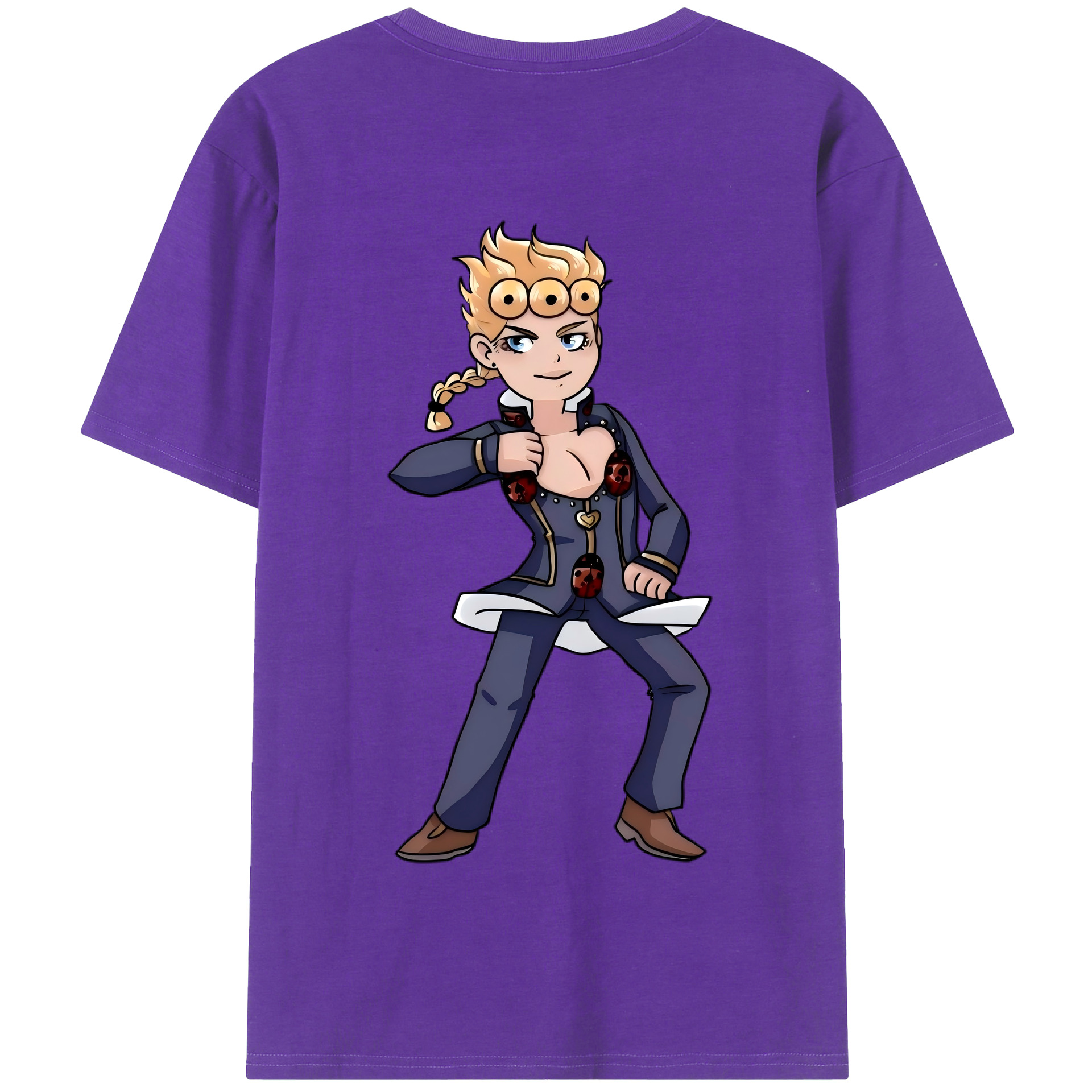 （画像用） ジョジョの奇妙な冒険 ジョルノ?ジョバァーナ JoJo's Bizarre Adventure Giorno Giovanna 綿100％半袖Tシャツ（背面プリント）