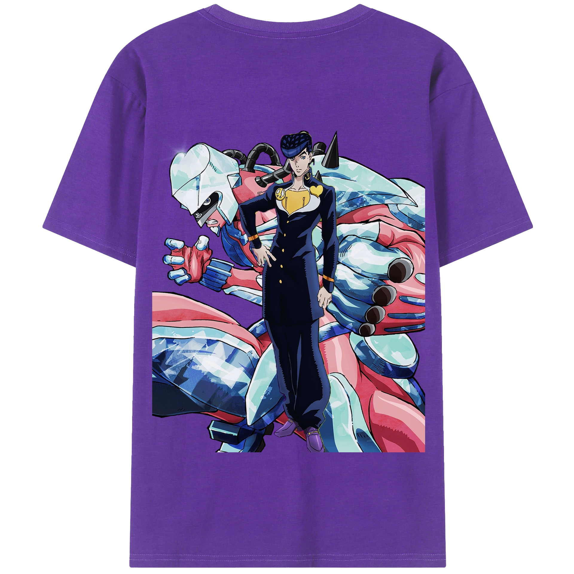 （画像用） ジョジョの奇妙な冒険 ひがしかた じょうすけ JoJo's Bizarre Adventure Higashikata Josuke 綿100％半袖Tシャツ（背面プリント）