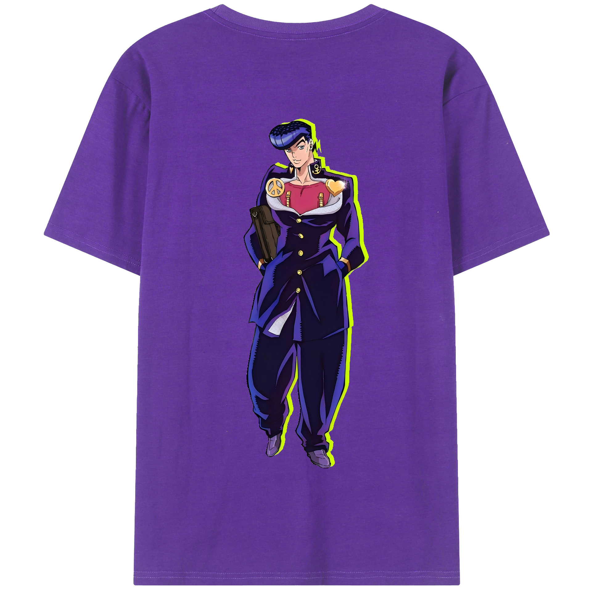 （画像用） ジョジョの奇妙な冒険 ひがしかた じょうすけ JoJo's Bizarre Adventure Higashikata Josuke 綿100％半袖Tシャツ（背面プリント）
