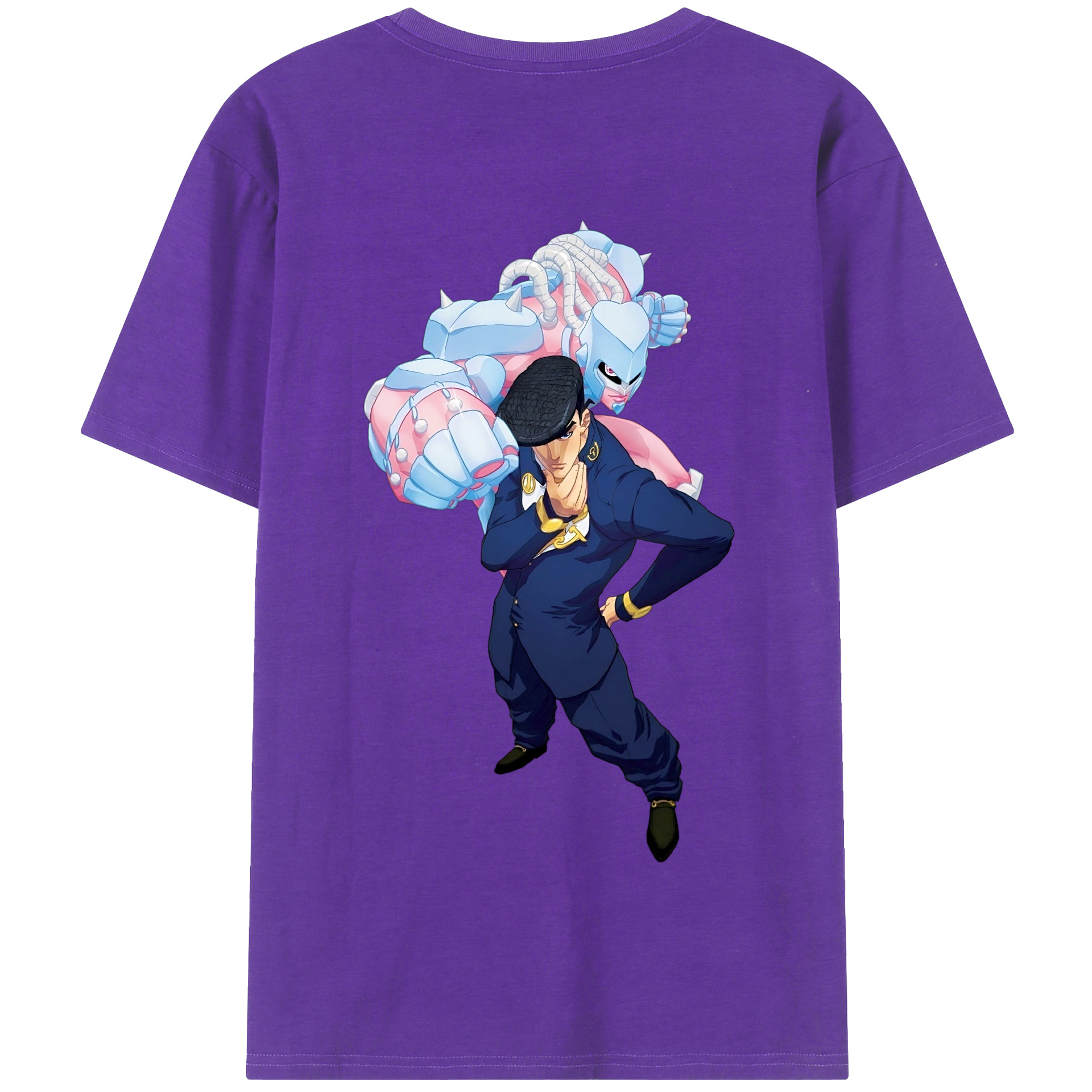（画像用） ジョジョの奇妙な冒険 ひがしかた じょうすけ JoJo's Bizarre Adventure Higashikata Josuke 綿100％半袖Tシャツ（背面プリント）
