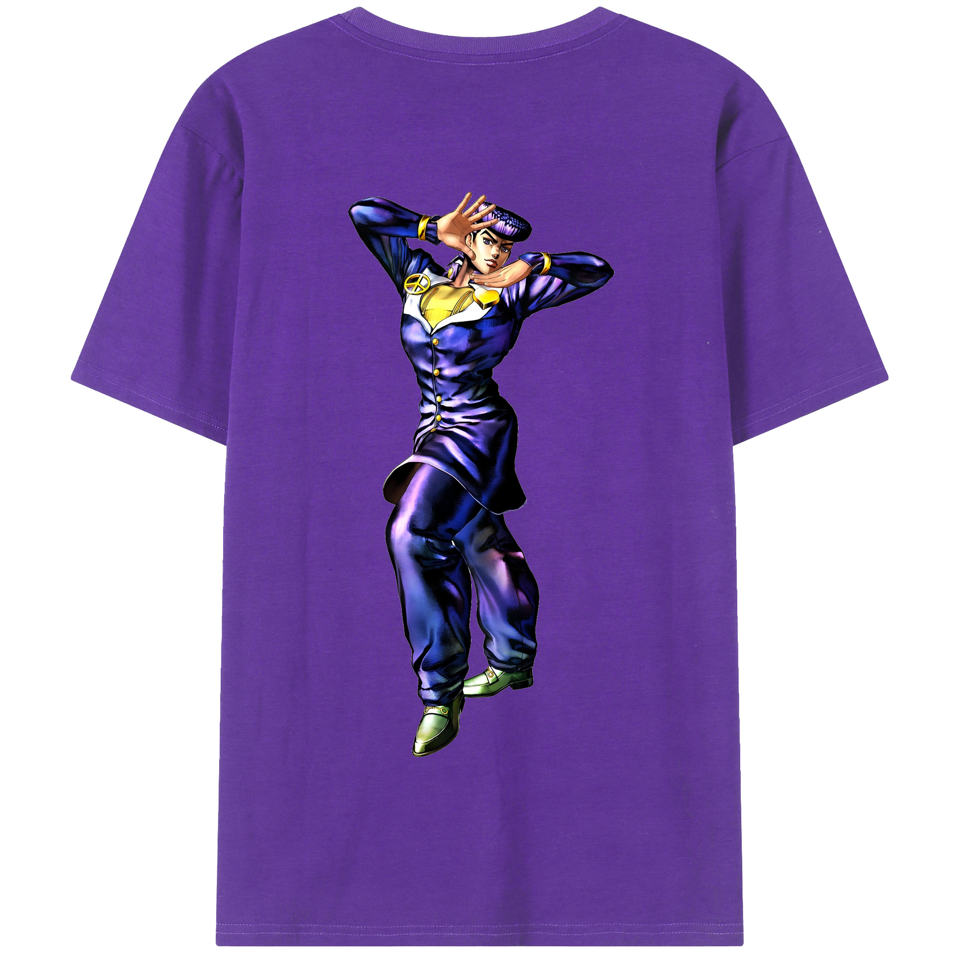 （画像用） ジョジョの奇妙な冒険 ひがしかた じょうすけ JoJo's Bizarre Adventure Higashikata Josuke 綿100％半袖Tシャツ（背面プリント）
