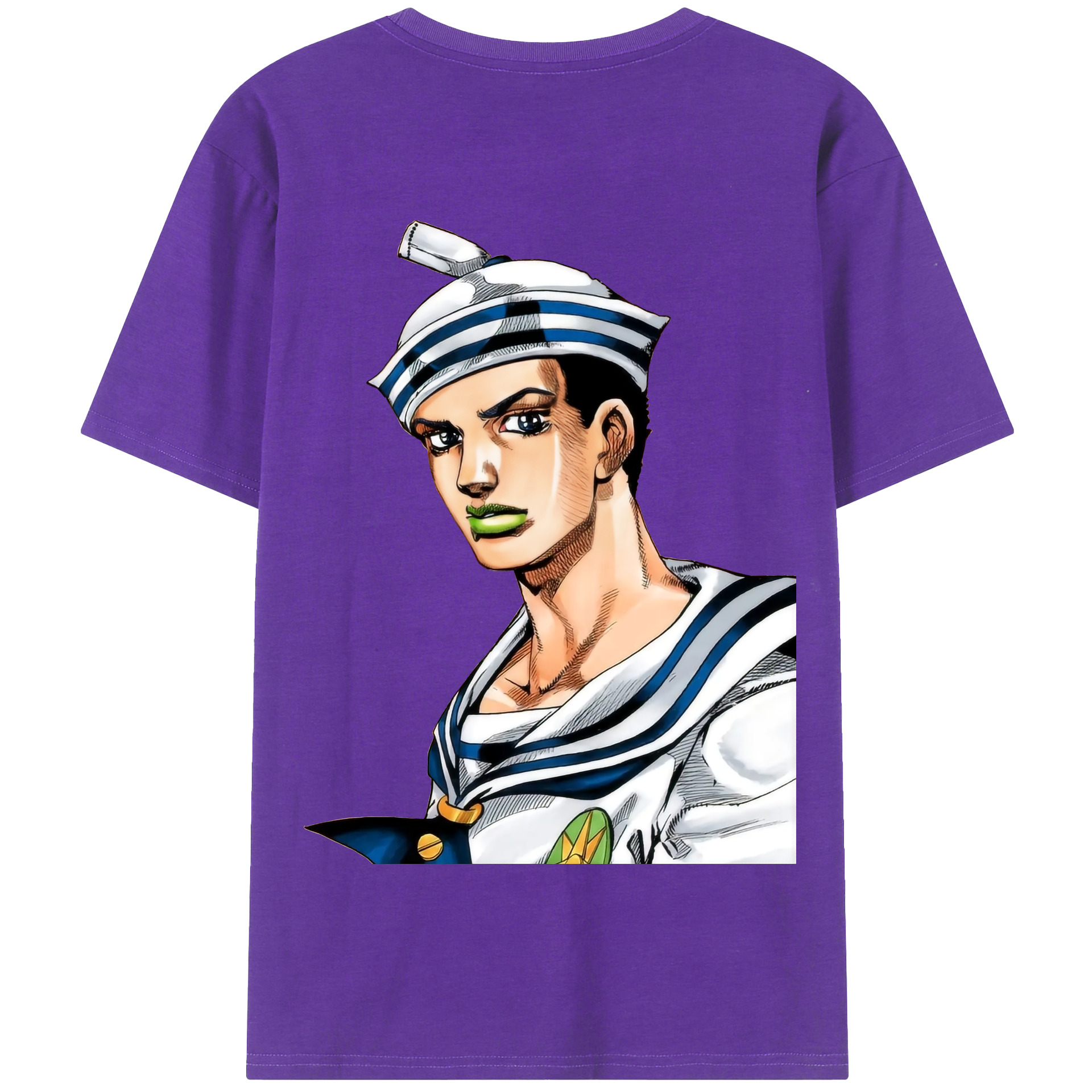（画像用） ジョジョの奇妙な冒険 東方定助 JoJo's Bizarre Adventure Higashikata Josuke 綿100％半袖Tシャツ（背面プリント）