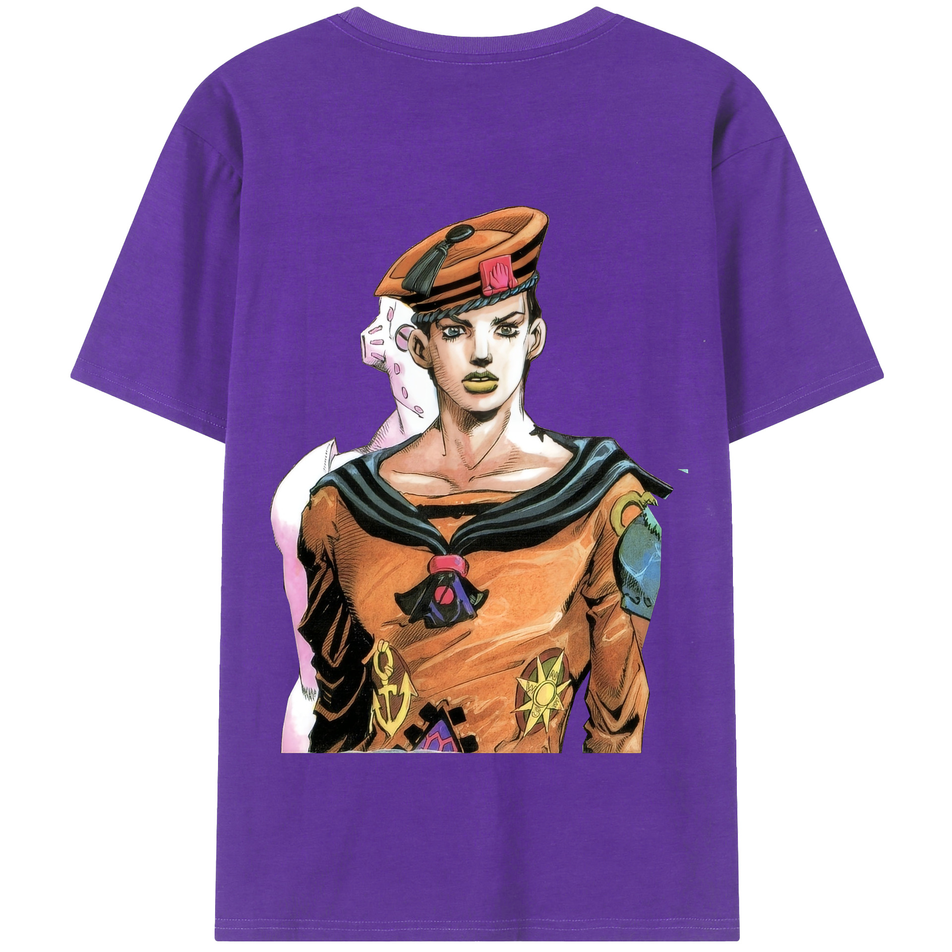 （画像用） ジョジョの奇妙な冒険 東方定助 JoJo's Bizarre Adventure Higashikata Josuke 綿100％半袖Tシャツ（背面プリント）