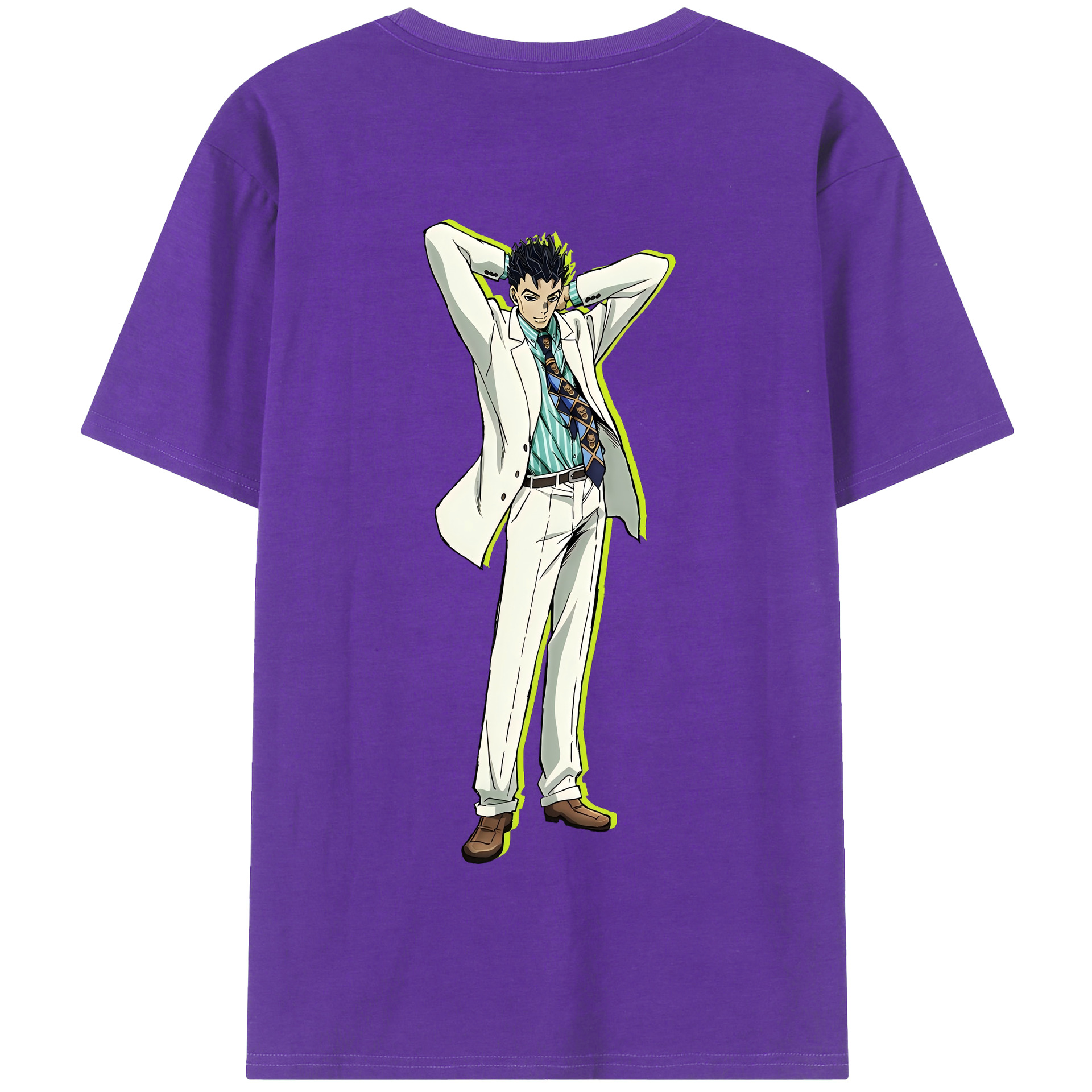 （画像用） ジョジョの奇妙な冒険 きら よしかげ JoJo's Bizarre Adventure Kira Yoshikage 綿100％半袖Tシャツ（背面プリント）