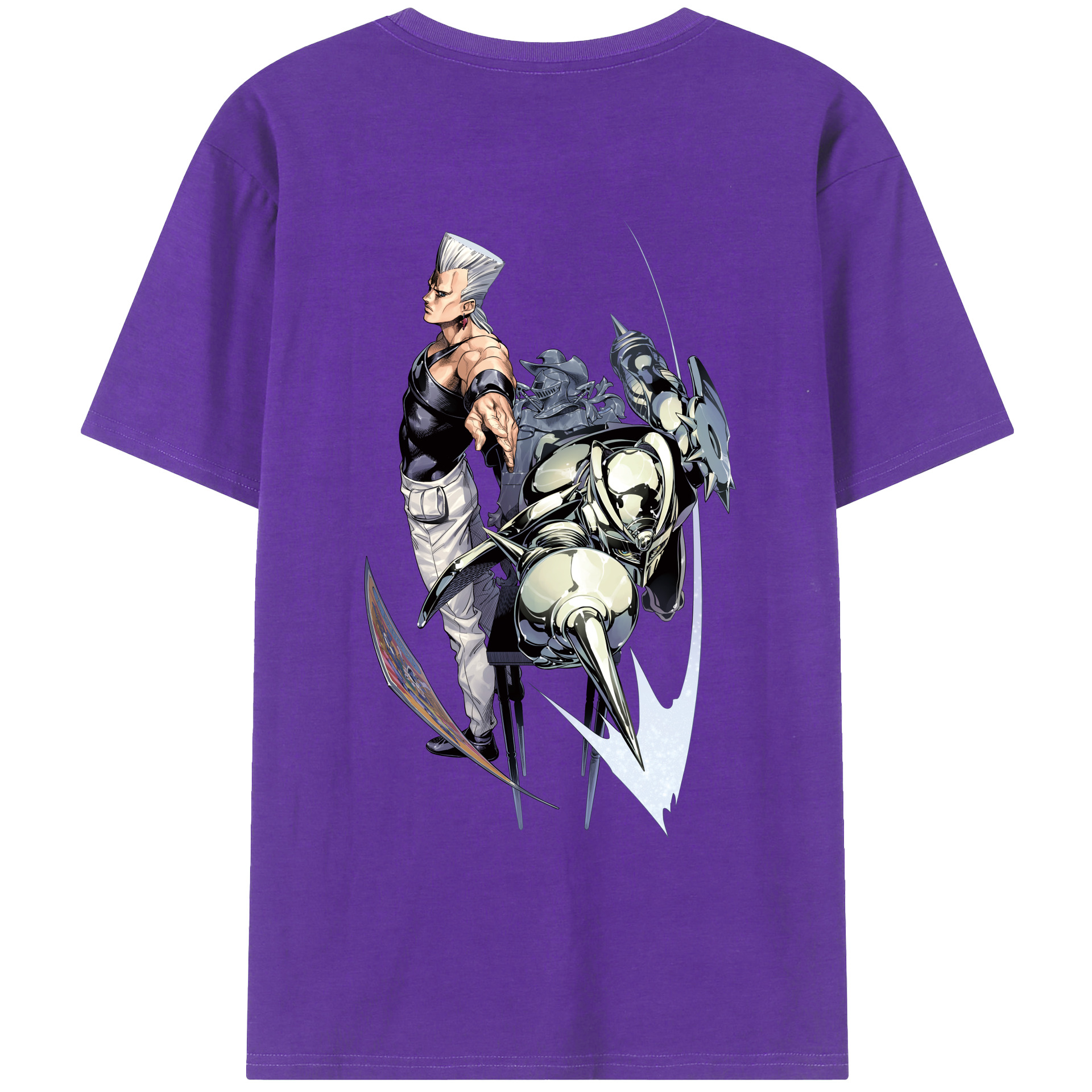 （画像用） ジョジョの奇妙な冒険 ジャン＝ピエール?ポルナレフ JoJo's Bizarre Adventure Jan Pierre Polnareff 綿100％半袖Tシャツ（背面プリント）