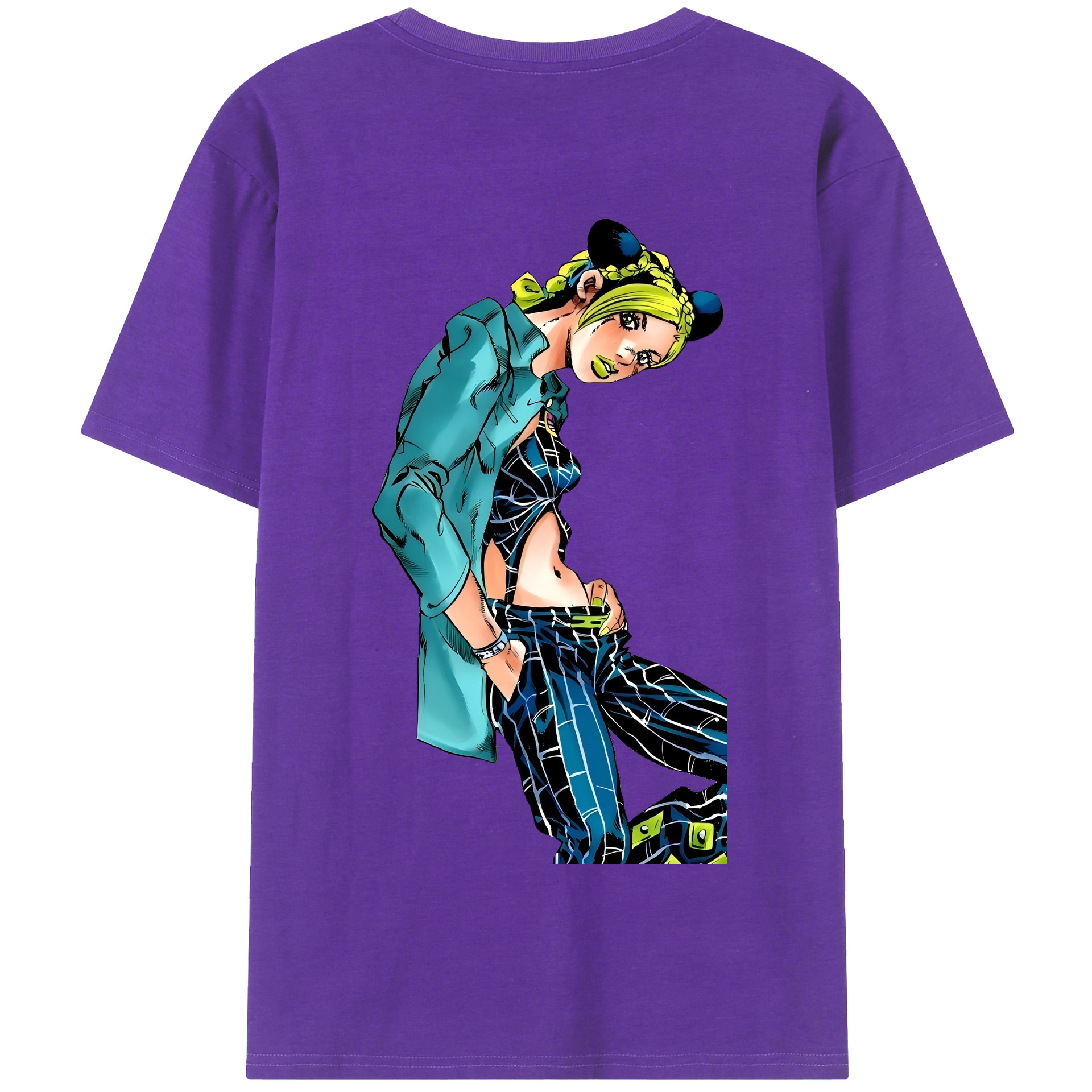 （画像用） "ジョジョの奇妙な冒険 くうじょう ジョリーン JoJo's Bizarre Adventure Jolyne Cujoh " 綿100％半袖Tシャツ（背面プリント）