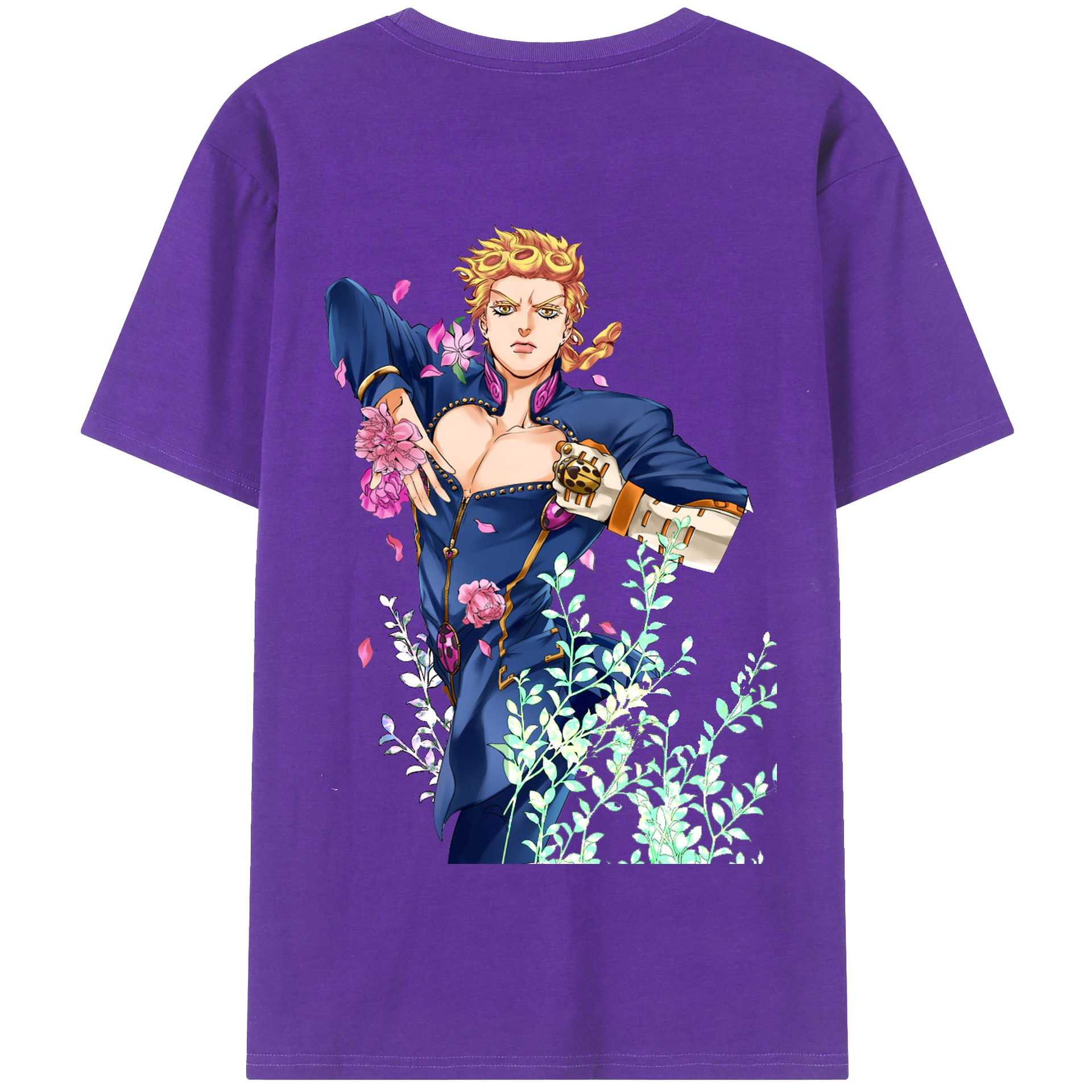 （画像用） ジョジョの奇妙な冒険 ジョルノ?ジョバァーナ JoJo's Bizarre Adventure Giorno Giovanna 綿100％半袖Tシャツ（背面プリント）