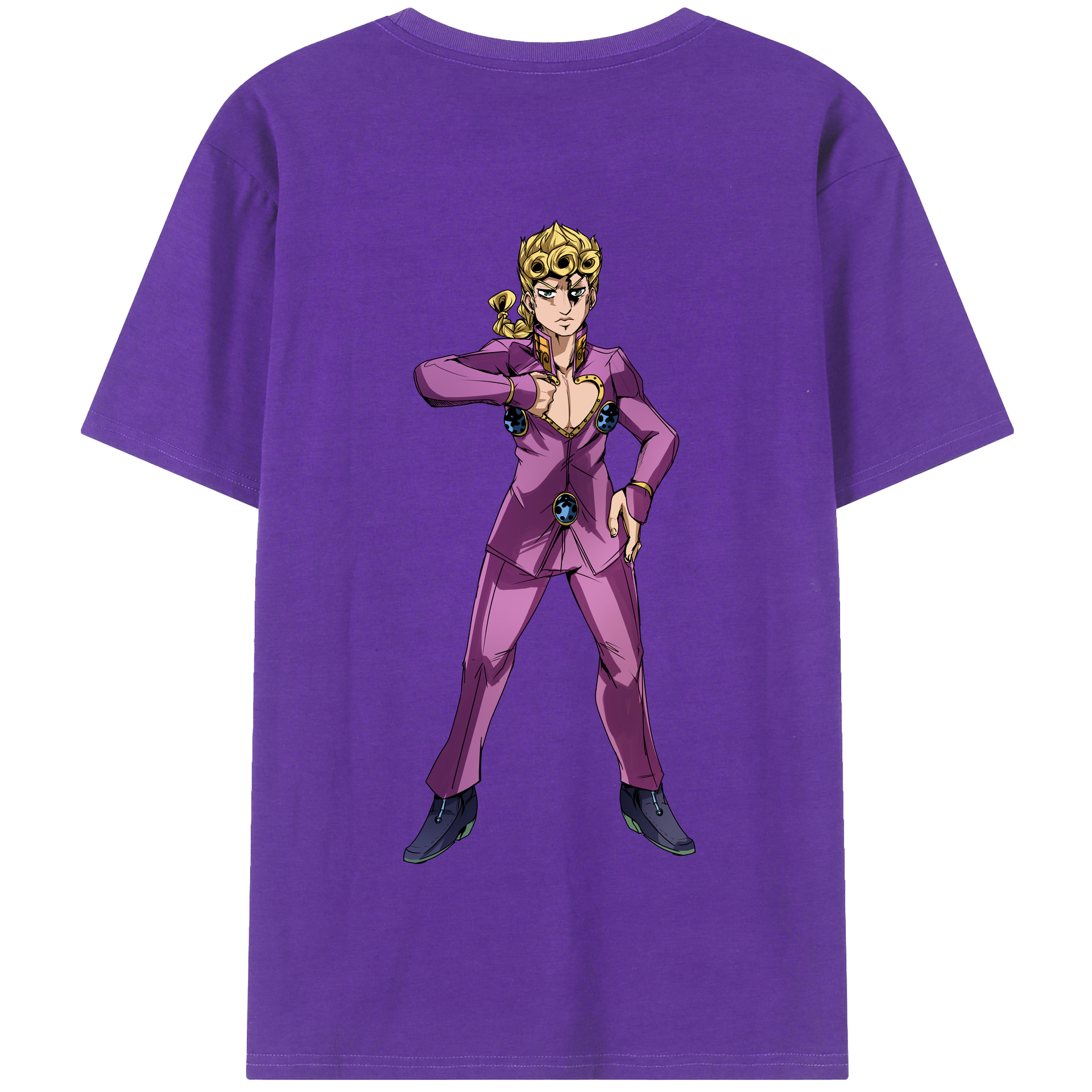 （画像用） ジョジョの奇妙な冒険 ジョルノ?ジョバァーナ JoJo's Bizarre Adventure Giorno Giovanna 綿100％半袖Tシャツ（背面プリント）