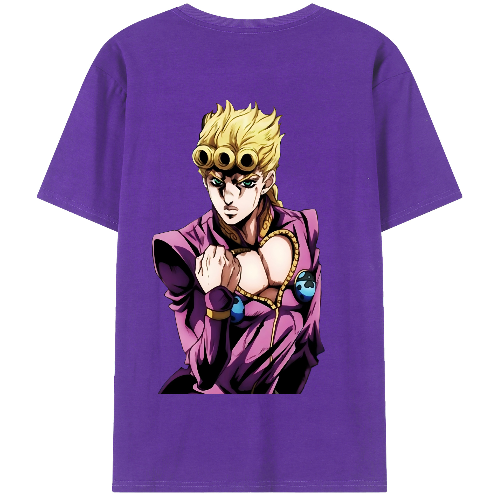 （画像用） ジョジョの奇妙な冒険 ジョルノ?ジョバァーナ JoJo's Bizarre Adventure Giorno Giovanna 綿100％半袖Tシャツ（背面プリント）