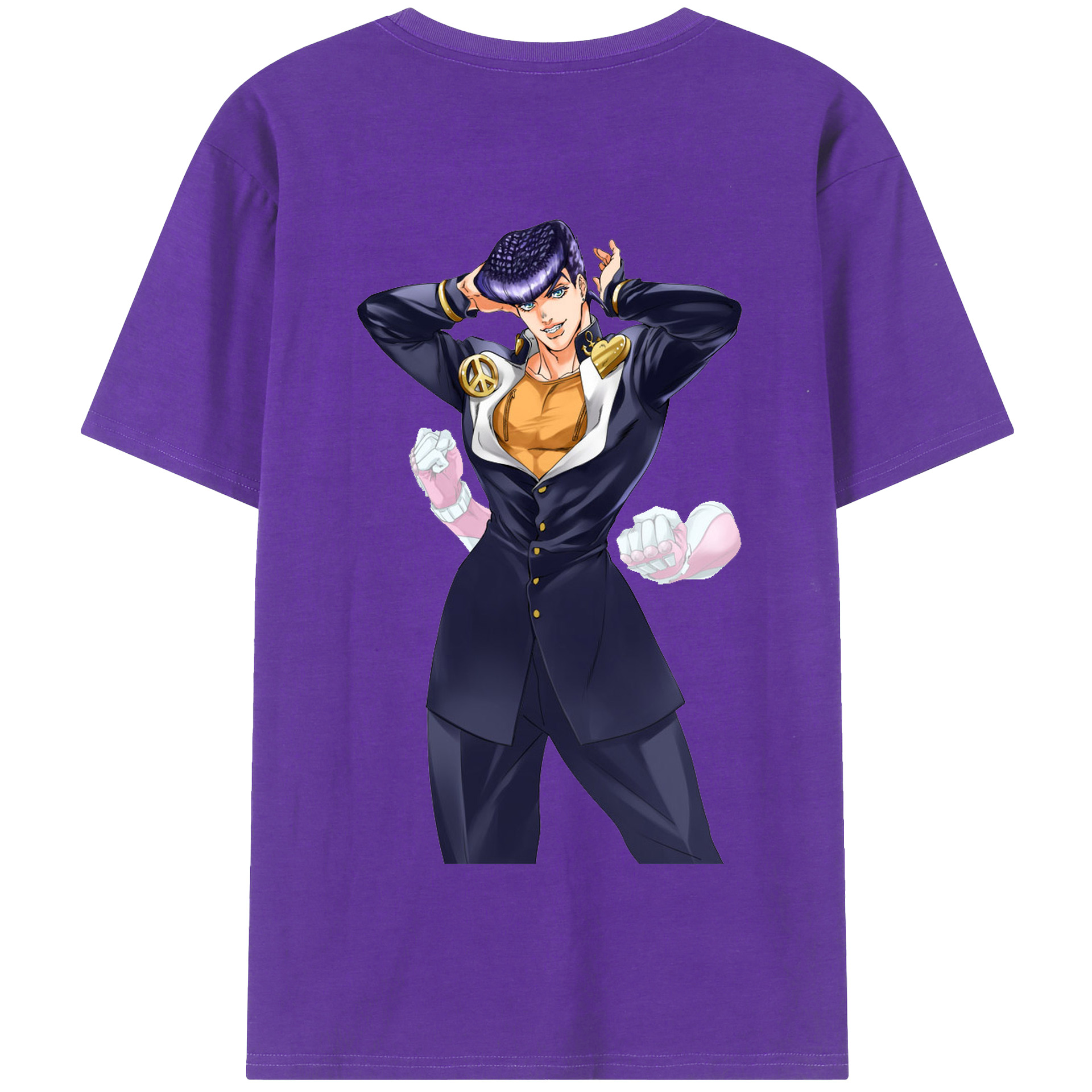 （画像用） ジョジョの奇妙な冒険 ひがしかた じょうすけ JoJo's Bizarre Adventure Higashikata Josuke 綿100％半袖Tシャツ（背面プリント）